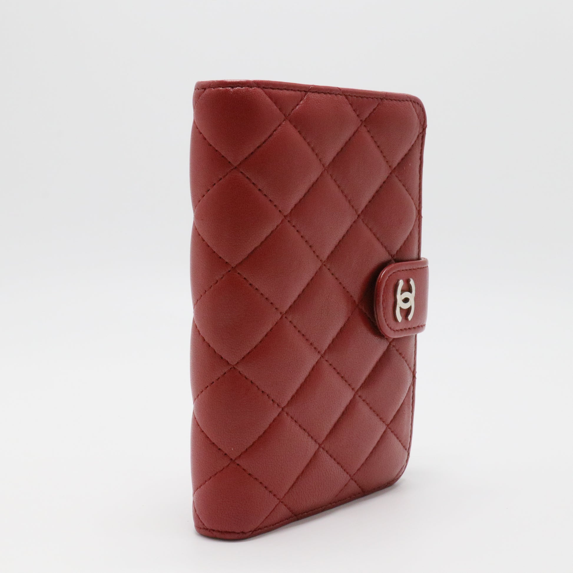 Red Quilted Leather CC French Wallet