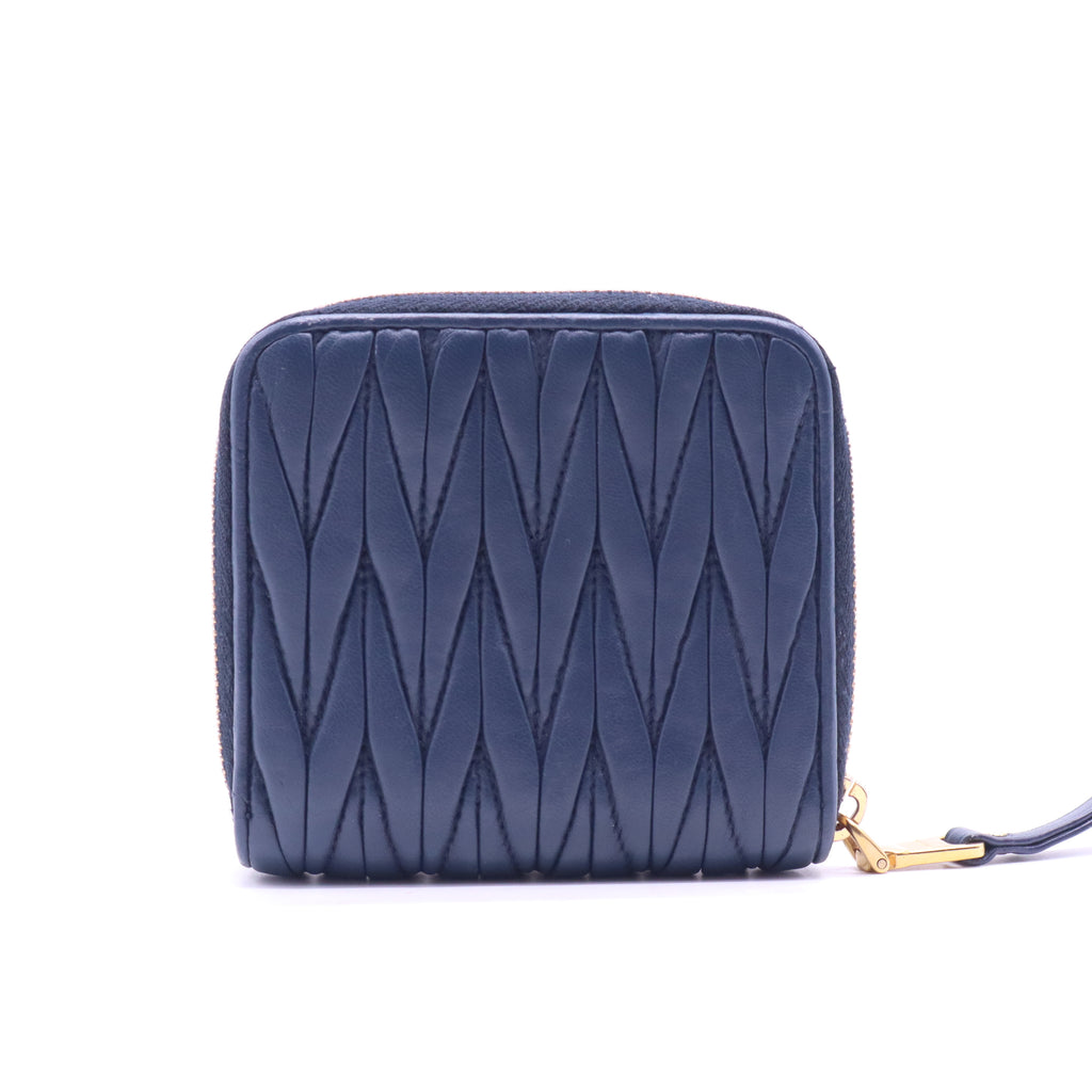 Miu Miu Matelassé Leather Zip-Around Compact Wallet W21160