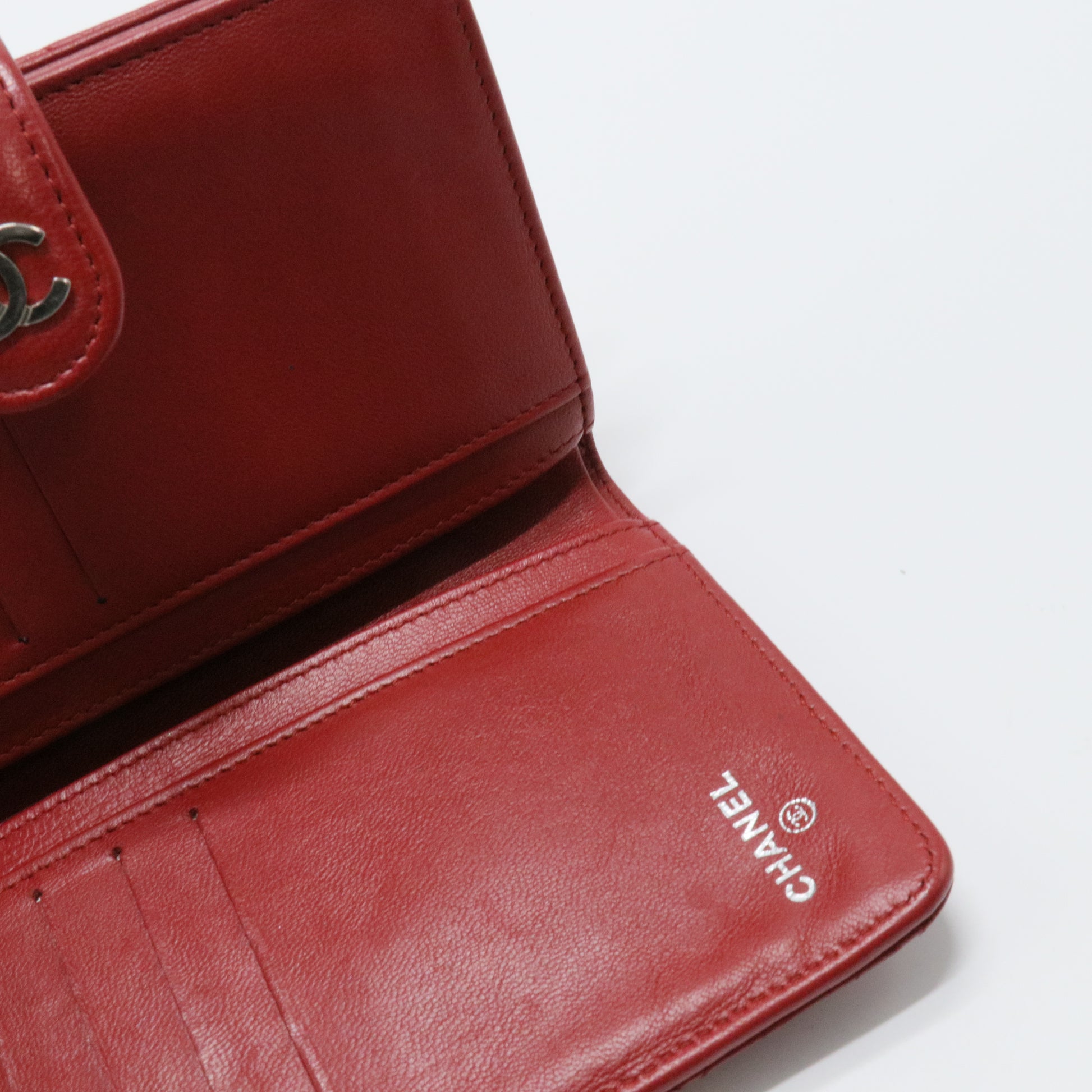 Red Quilted Leather CC French Wallet