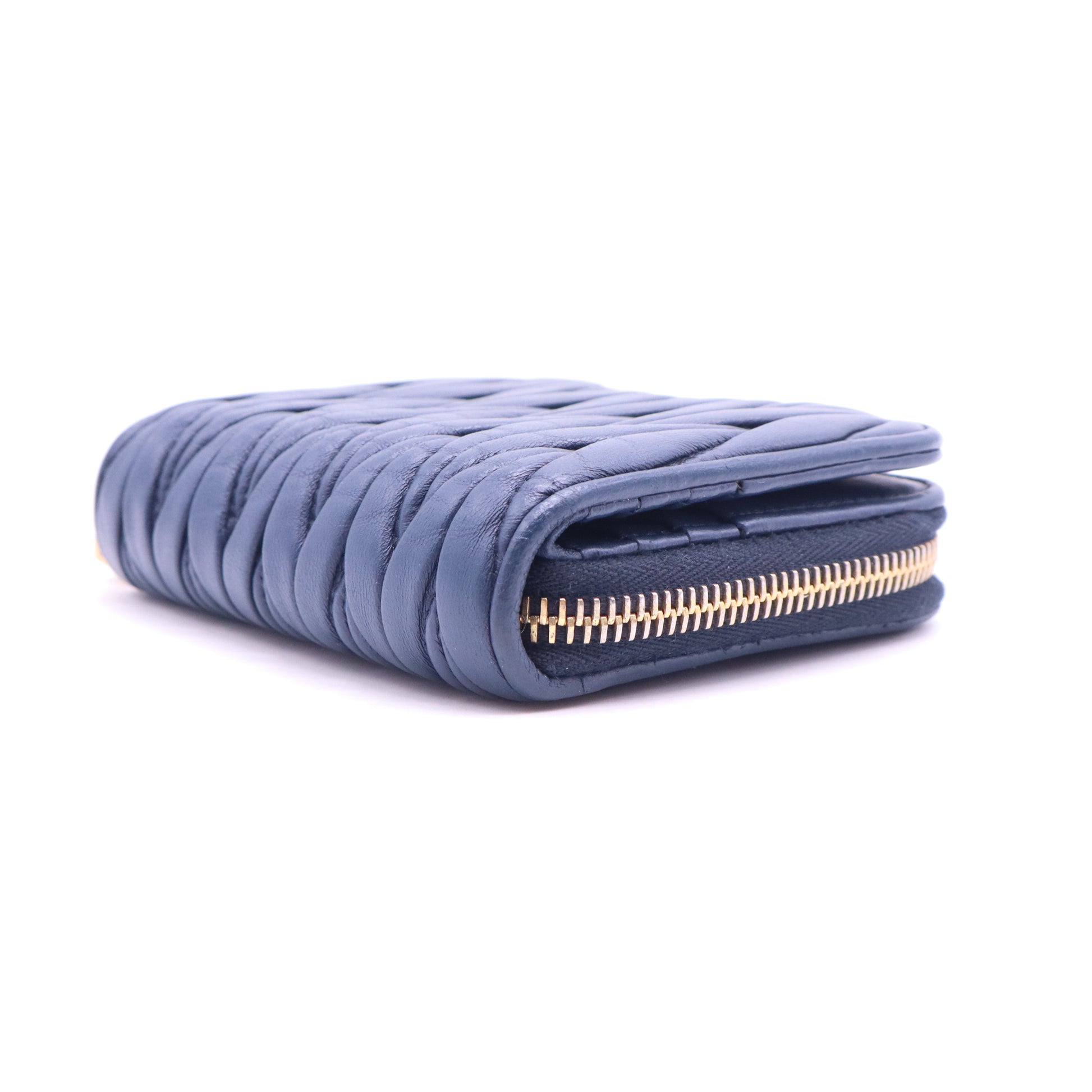 Miu Miu Matelassé Leather Zip-Around Compact Wallet W21160