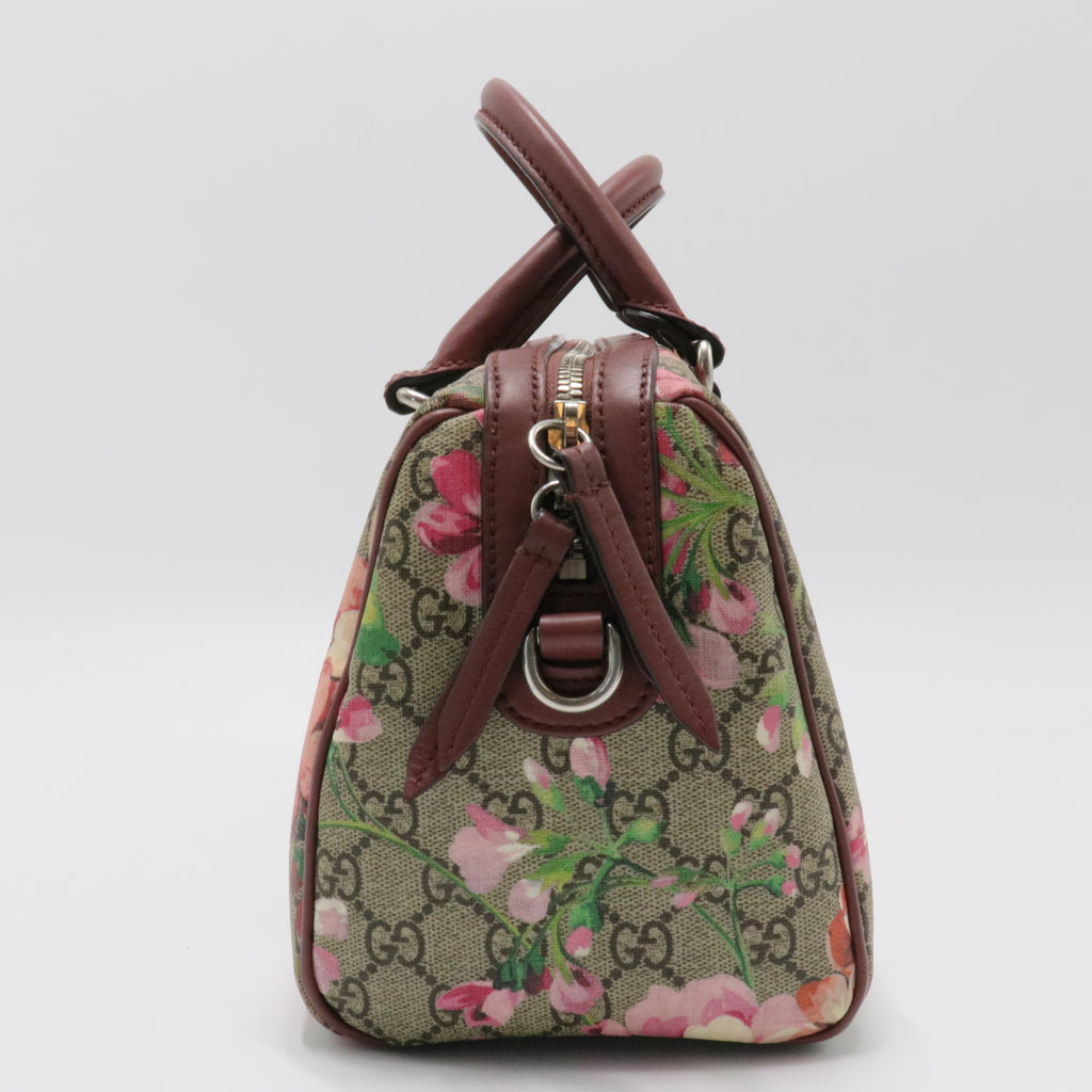 Boston Bag Blooms Print GG Coated Canvas Small