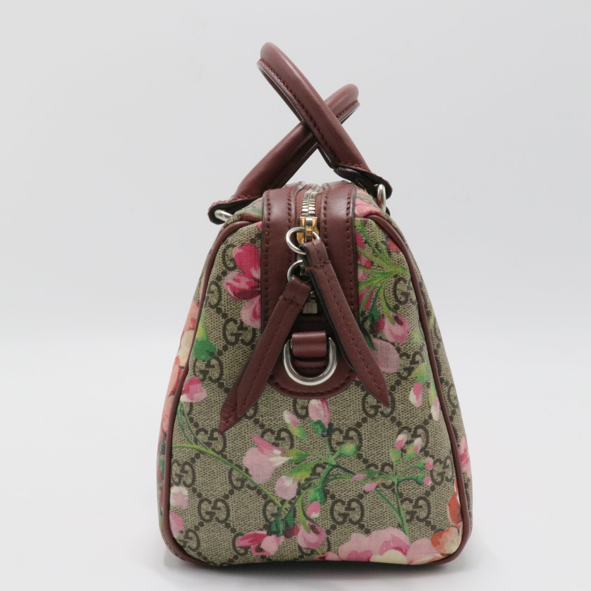 Boston Bag Blooms Print GG Coated Canvas Small