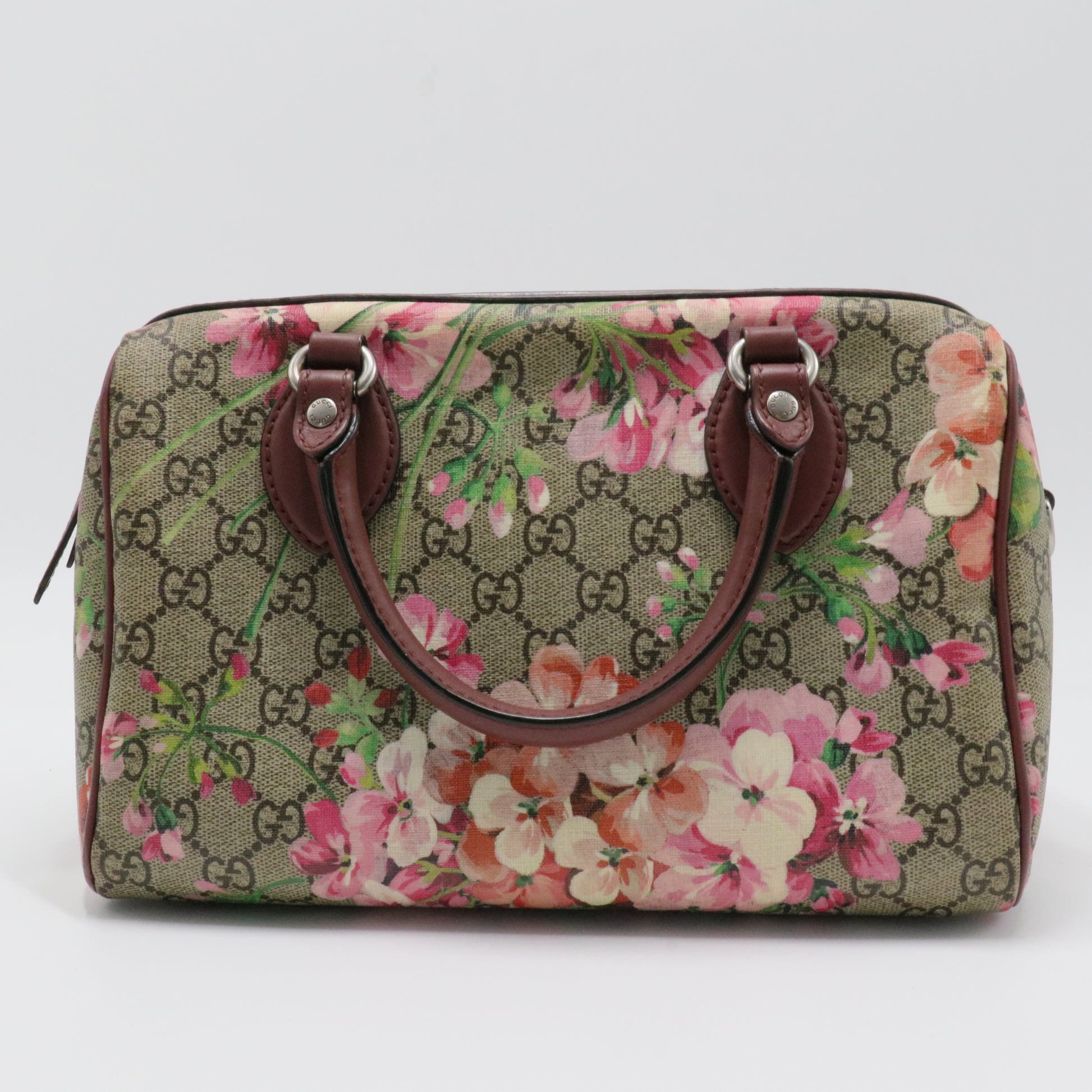 Boston Bag Blooms Print GG Coated Canvas Small