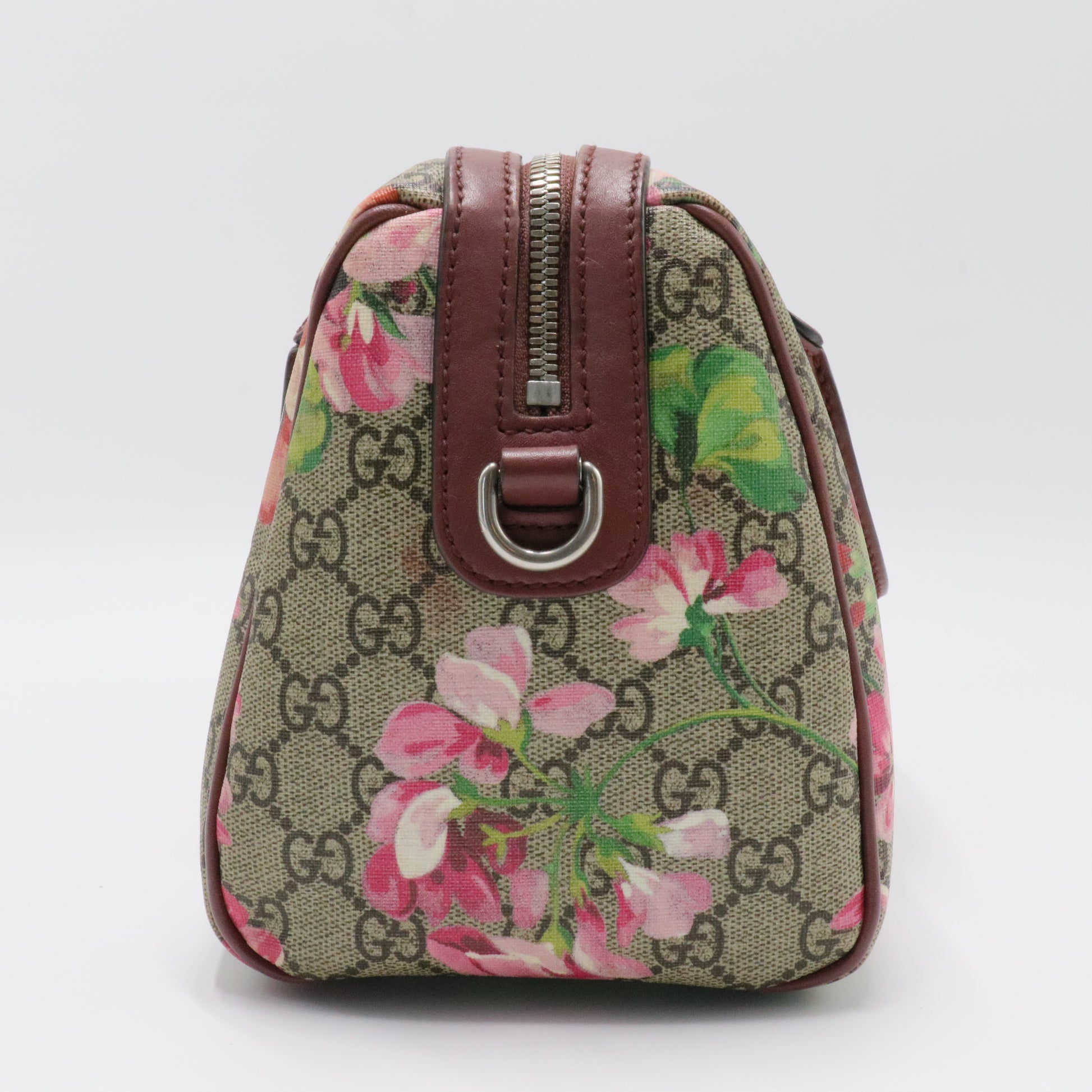 Boston Bag Blooms Print GG Coated Canvas Small