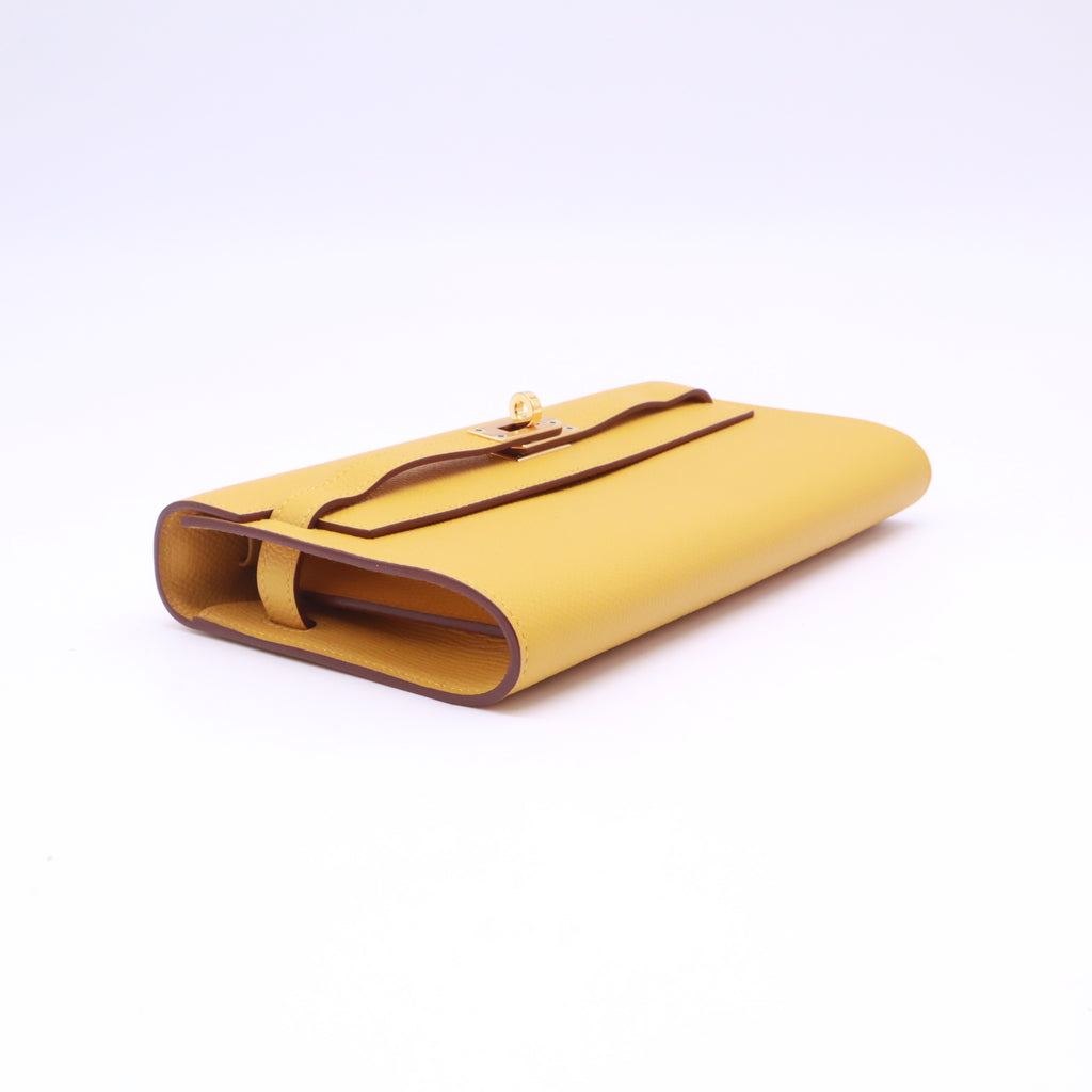 Hermes Epsom Kelly Wallet To Go Jaune Ambre twins LDJ5314