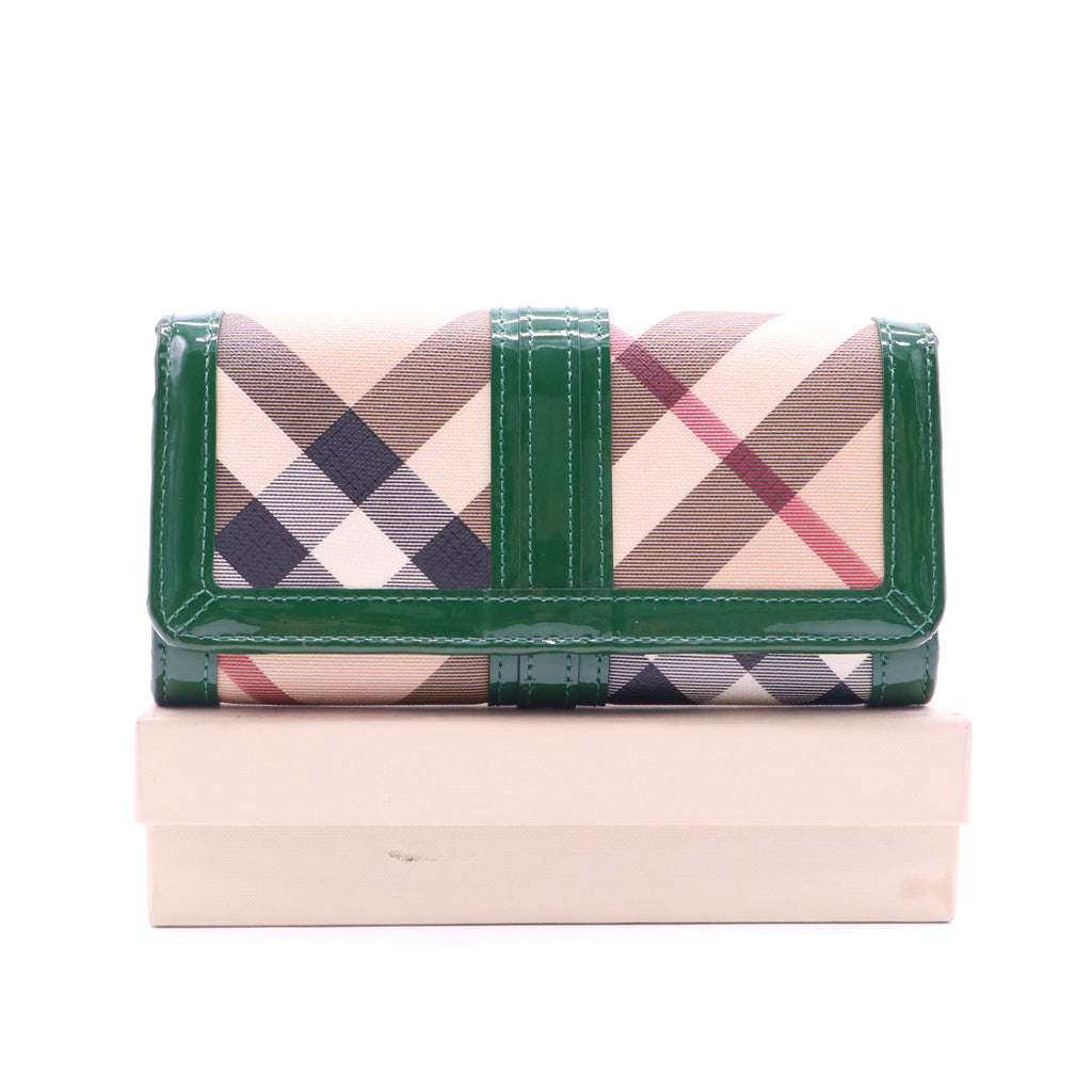 Burberry Nova Check Patent Leather Penrose Continental Wallet W21167