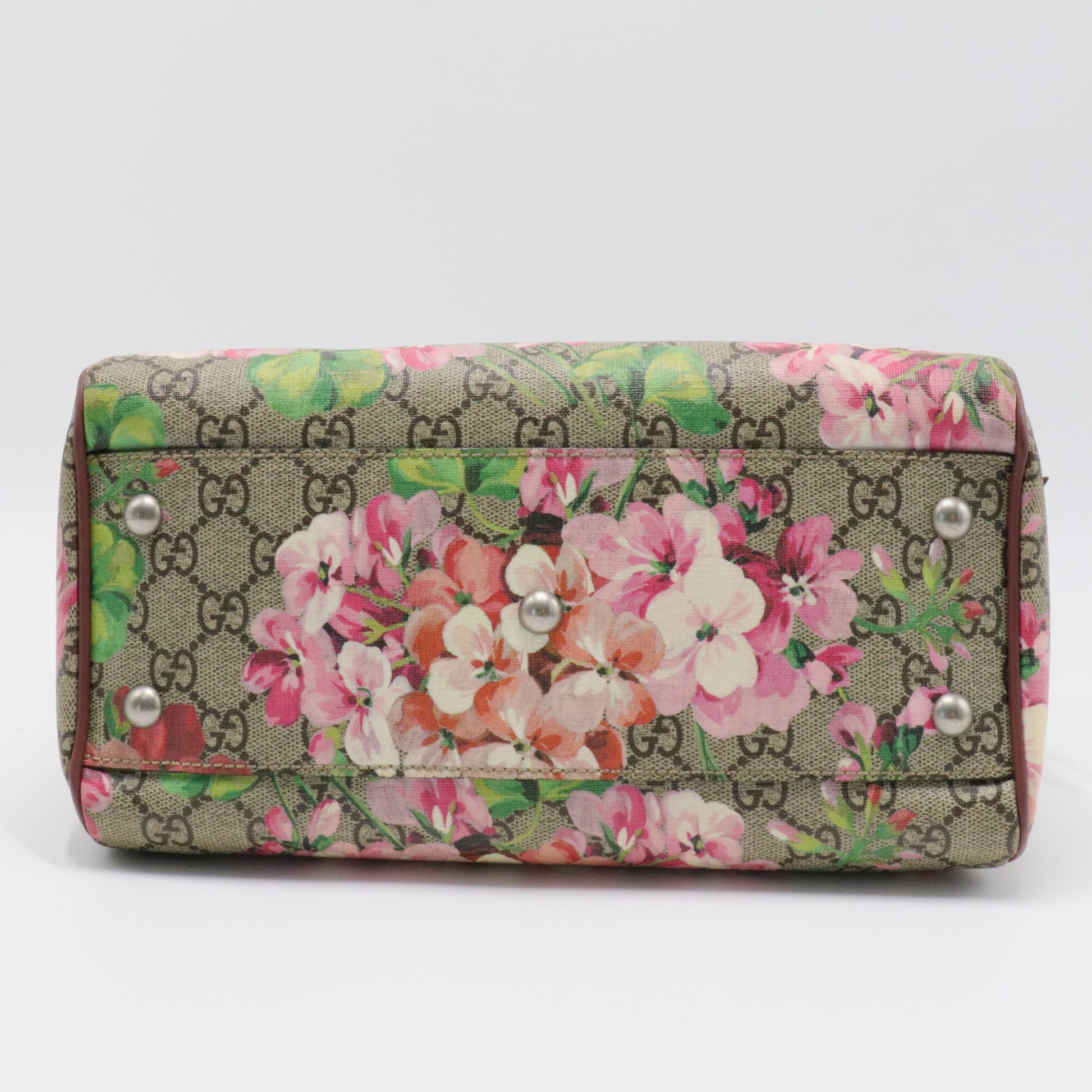 Boston Bag Blooms Print GG Coated Canvas Small