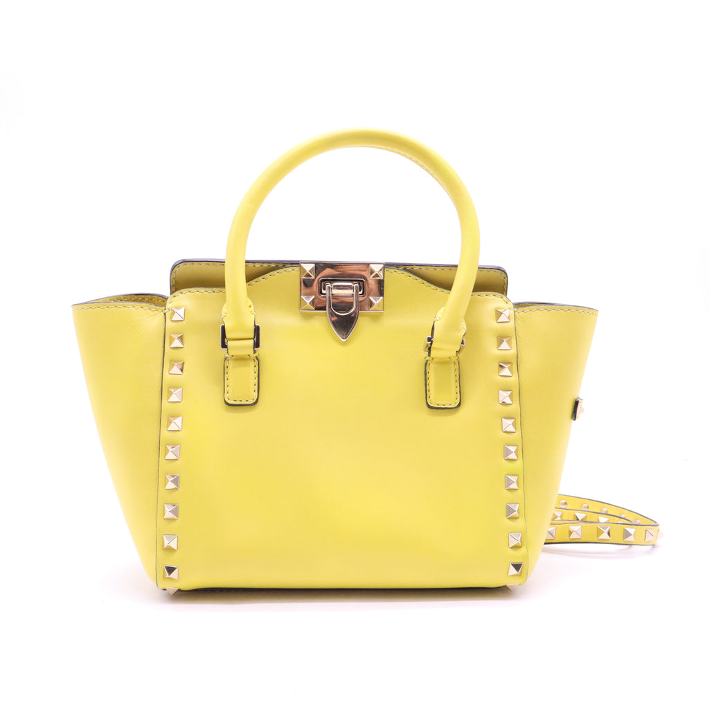 Valentino Calfskin Rockstud Small Trapeze Tote Bag B20518