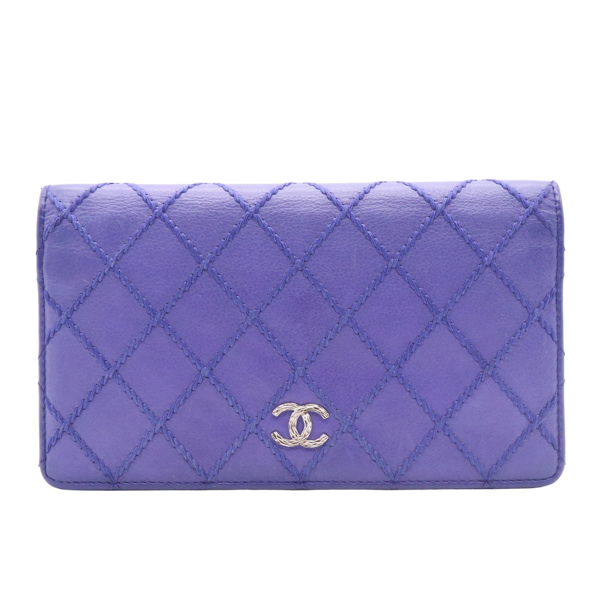 Calfskin Stitched Fancy CC Yen Wallet