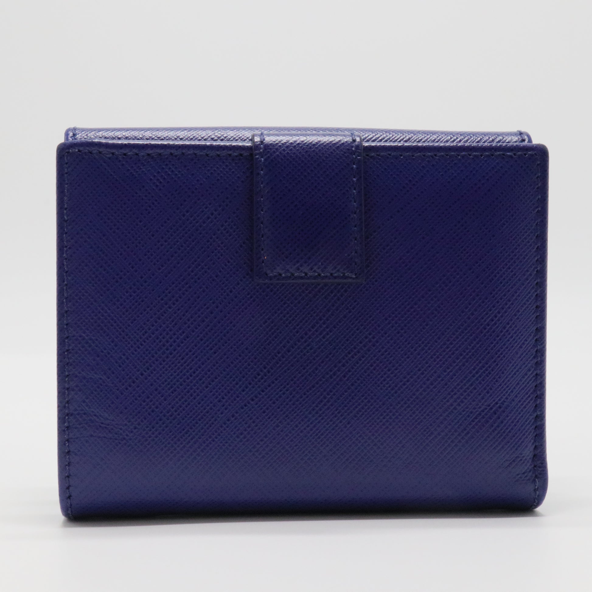 Blue Leather Vara Bow Compact Wallet
