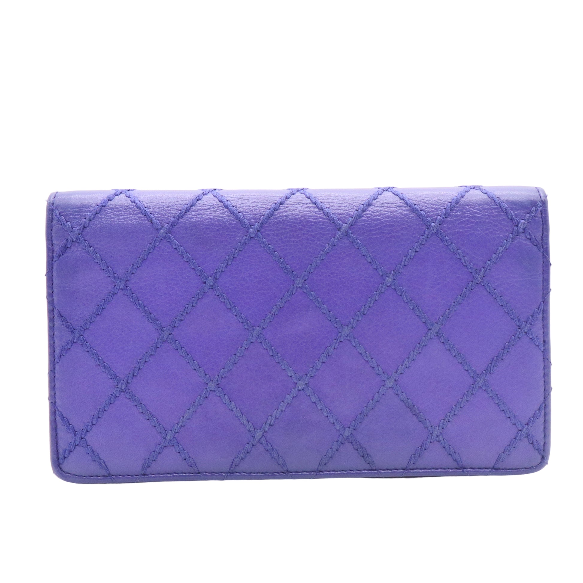 Calfskin Stitched Fancy CC Yen Wallet