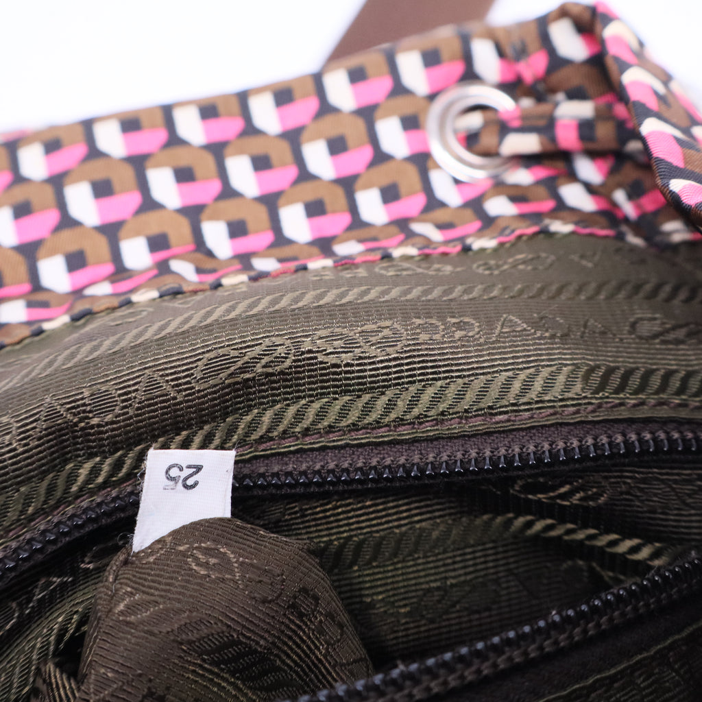 Brown/Pink Re-Nylon Patterned Backpack B20788