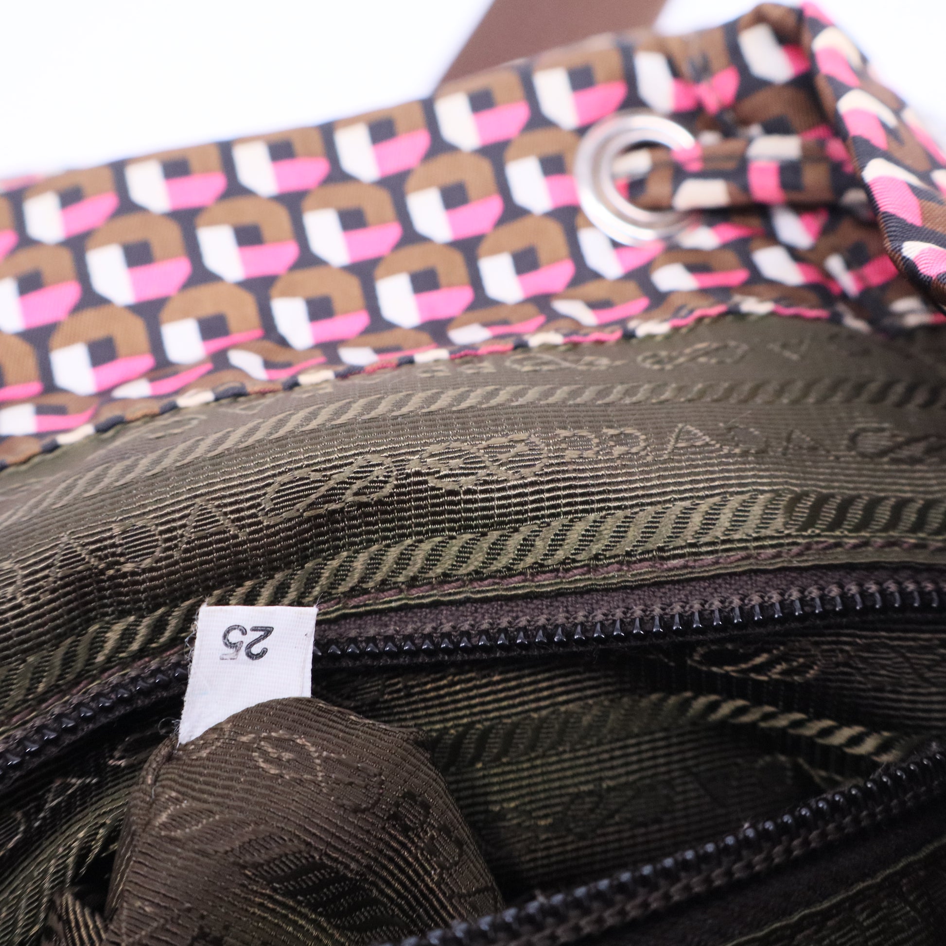 Brown/Pink Re-Nylon Patterned Backpack B20788