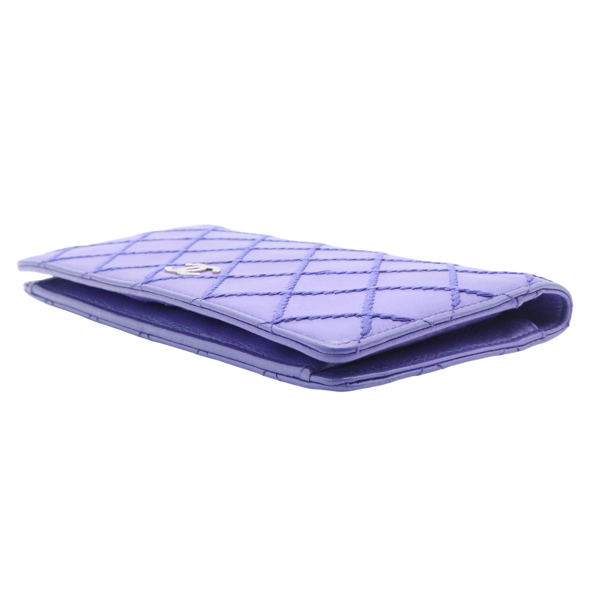 Calfskin Stitched Fancy CC Yen Wallet