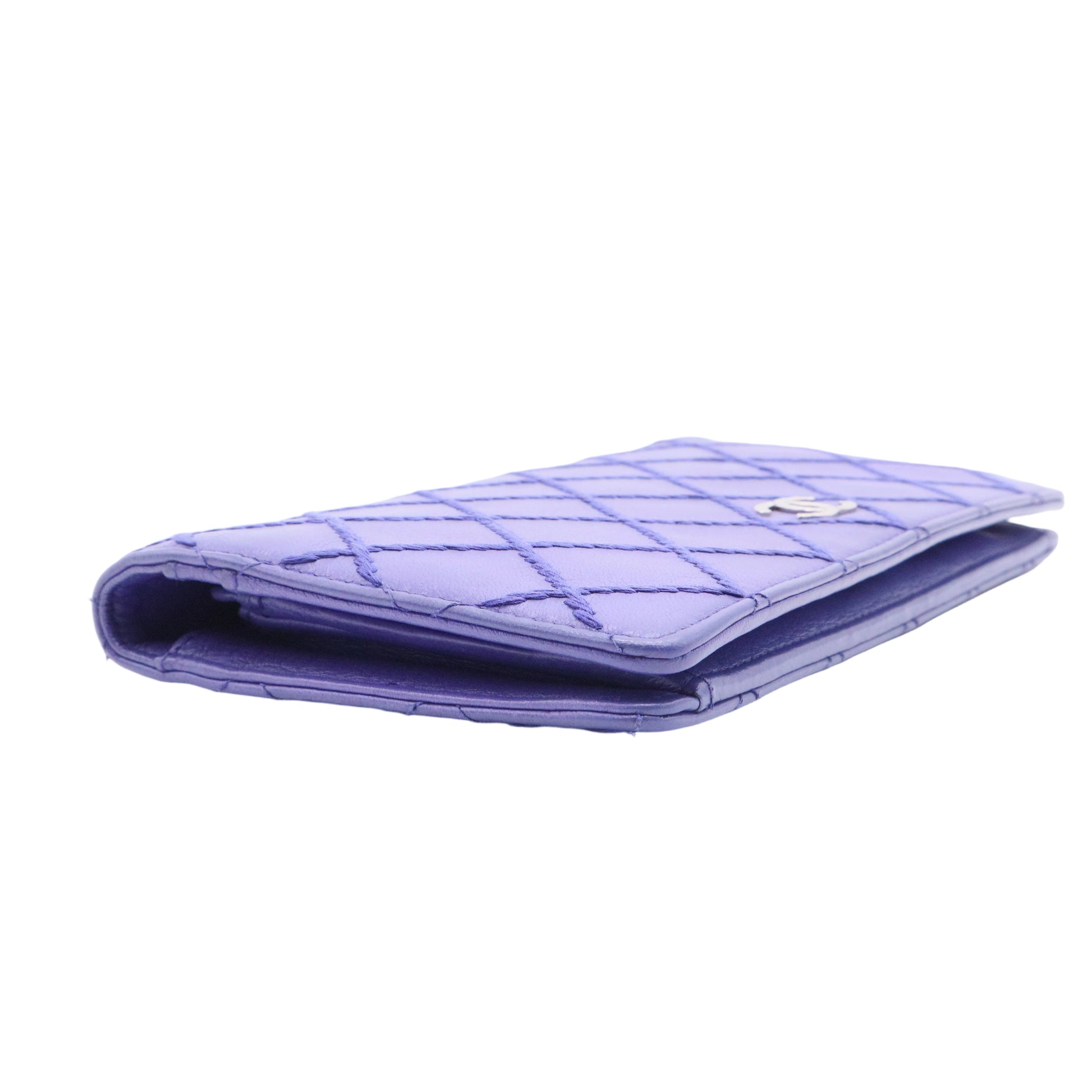 Calfskin Stitched Fancy CC Yen Wallet