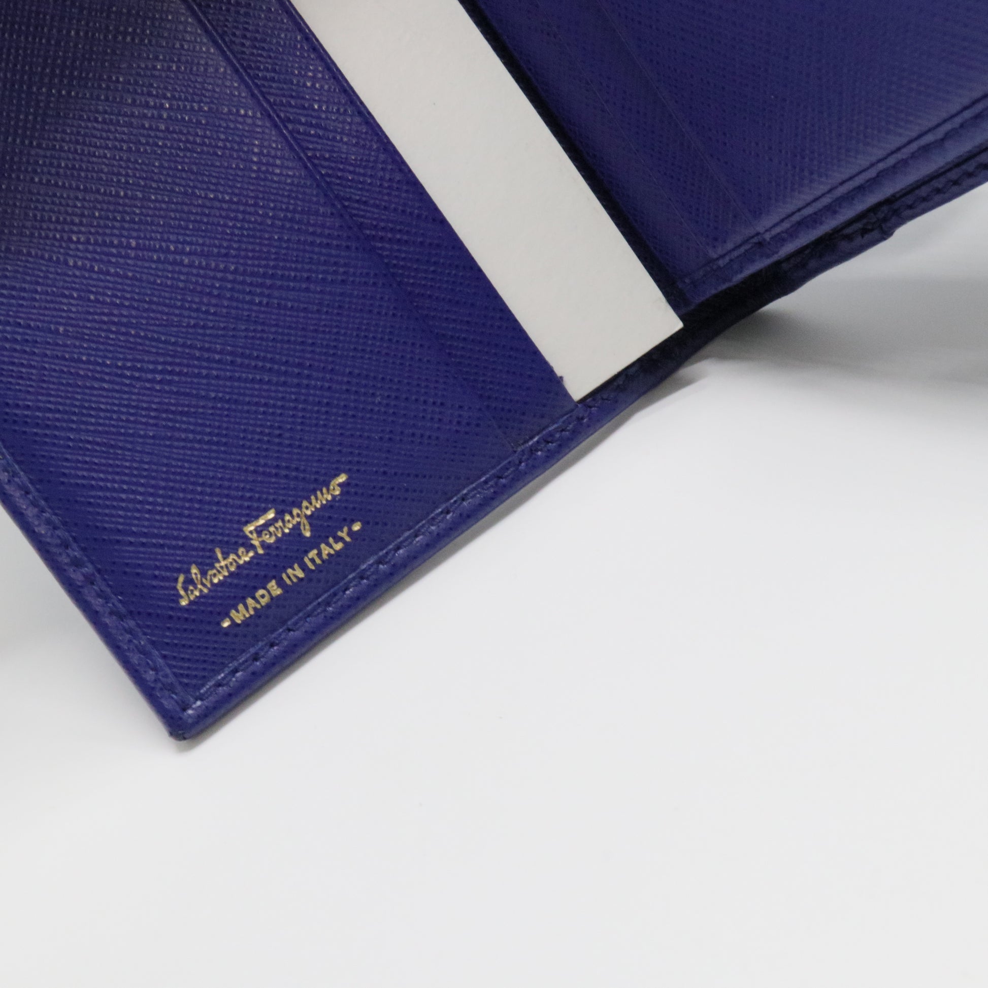 Blue Leather Vara Bow Compact Wallet