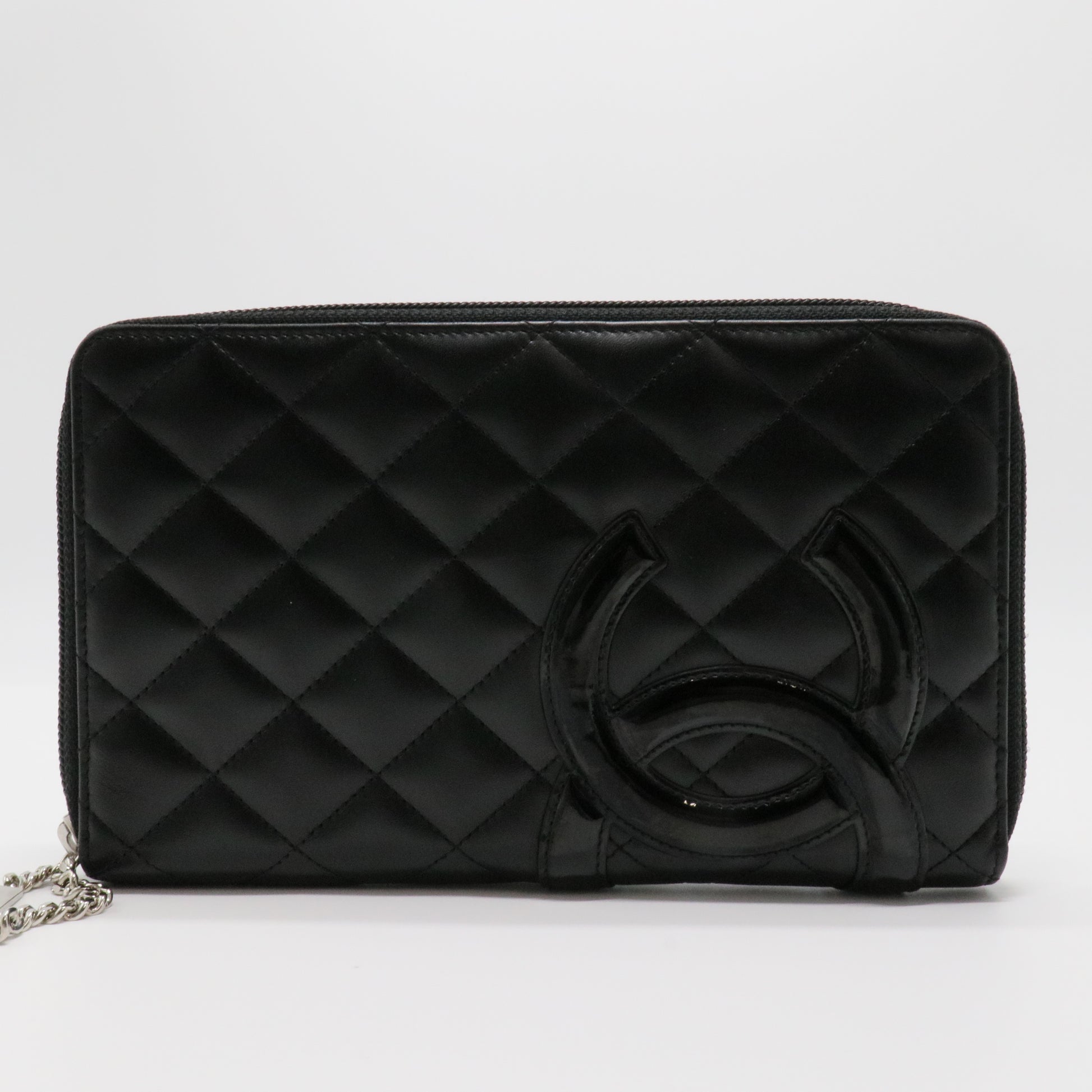 Calfskin Cambon Zip Around Organizer Wallet Black