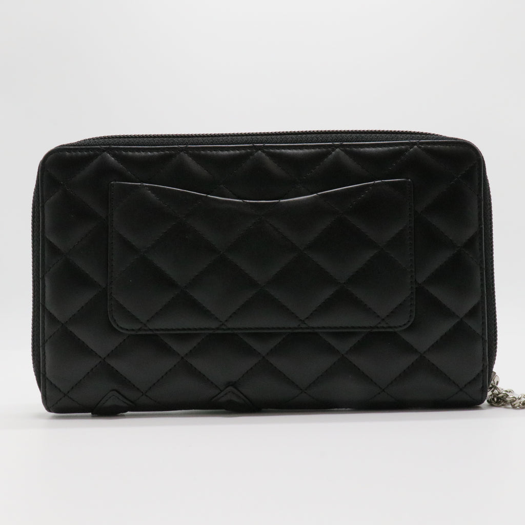 Calfskin Cambon Zip Around Organizer Wallet Black