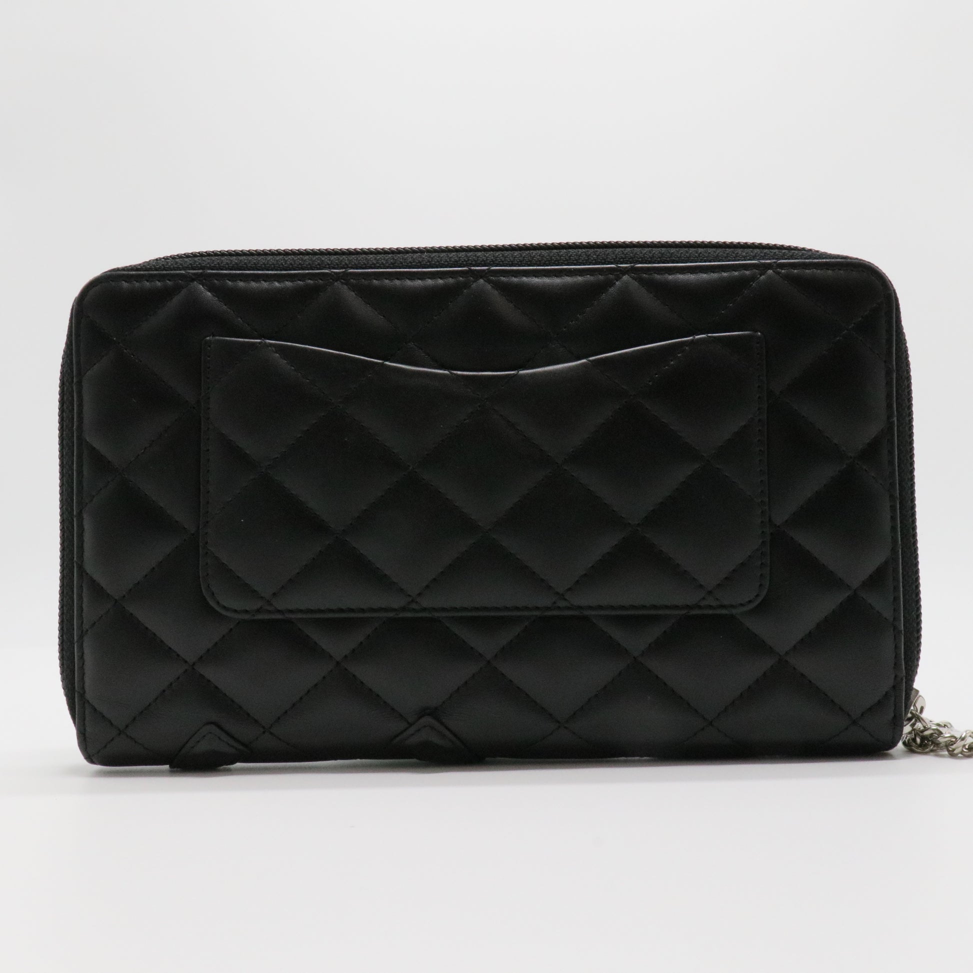 Calfskin Cambon Zip Around Organizer Wallet Black