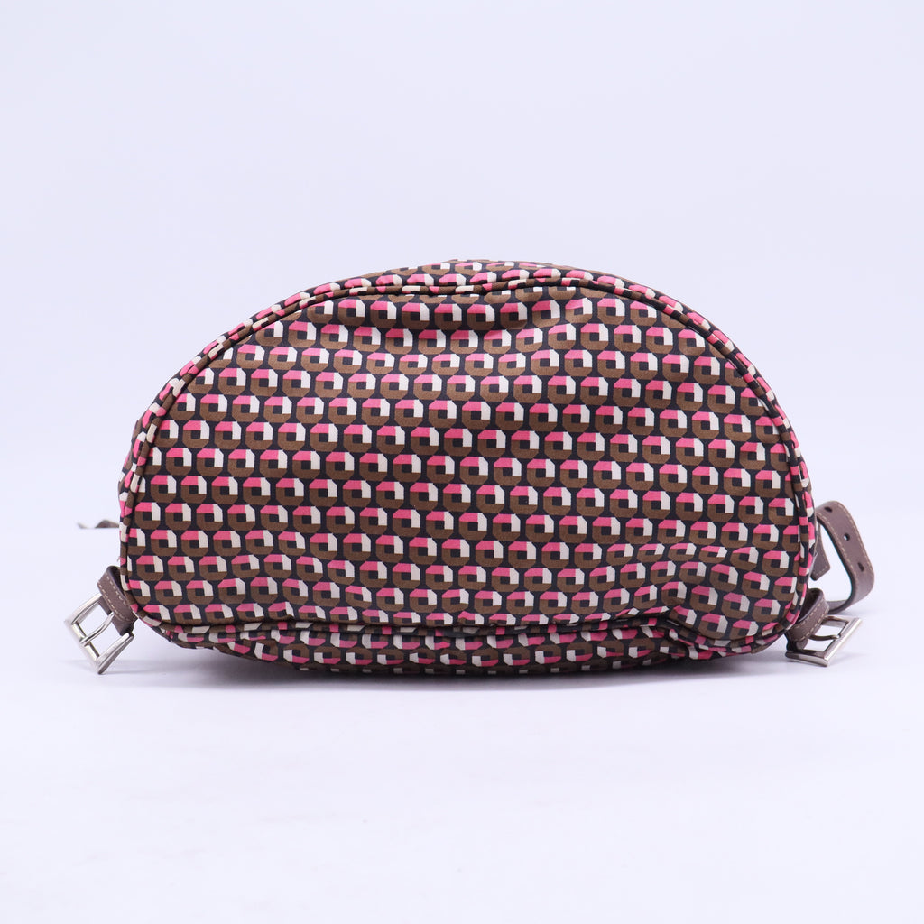 Brown/Pink Re-Nylon Patterned Backpack B20788