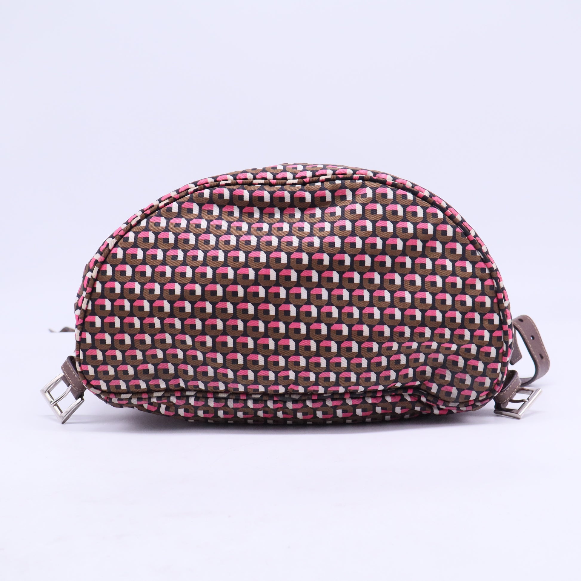 Brown/Pink Re-Nylon Patterned Backpack B20788