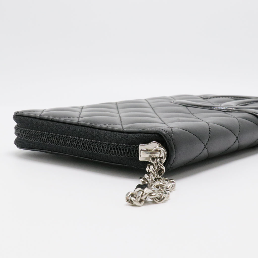 Calfskin Cambon Zip Around Organizer Wallet Black
