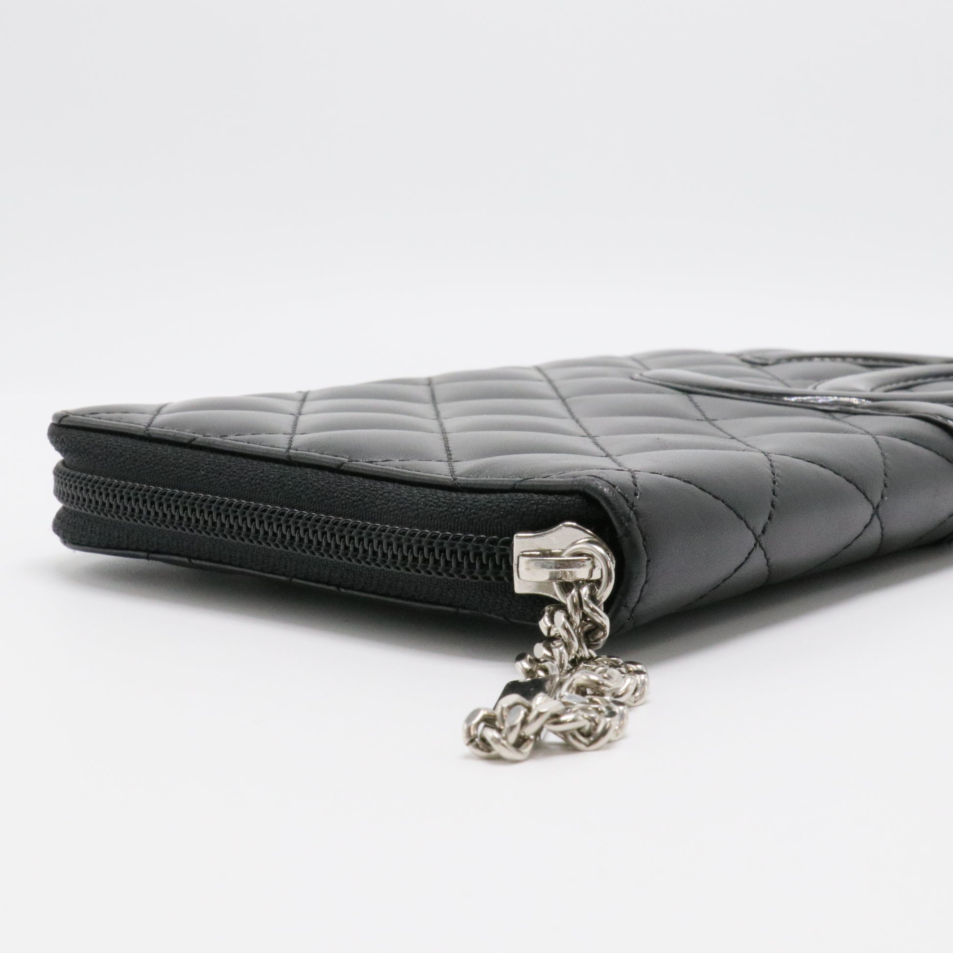 Calfskin Cambon Zip Around Organizer Wallet Black