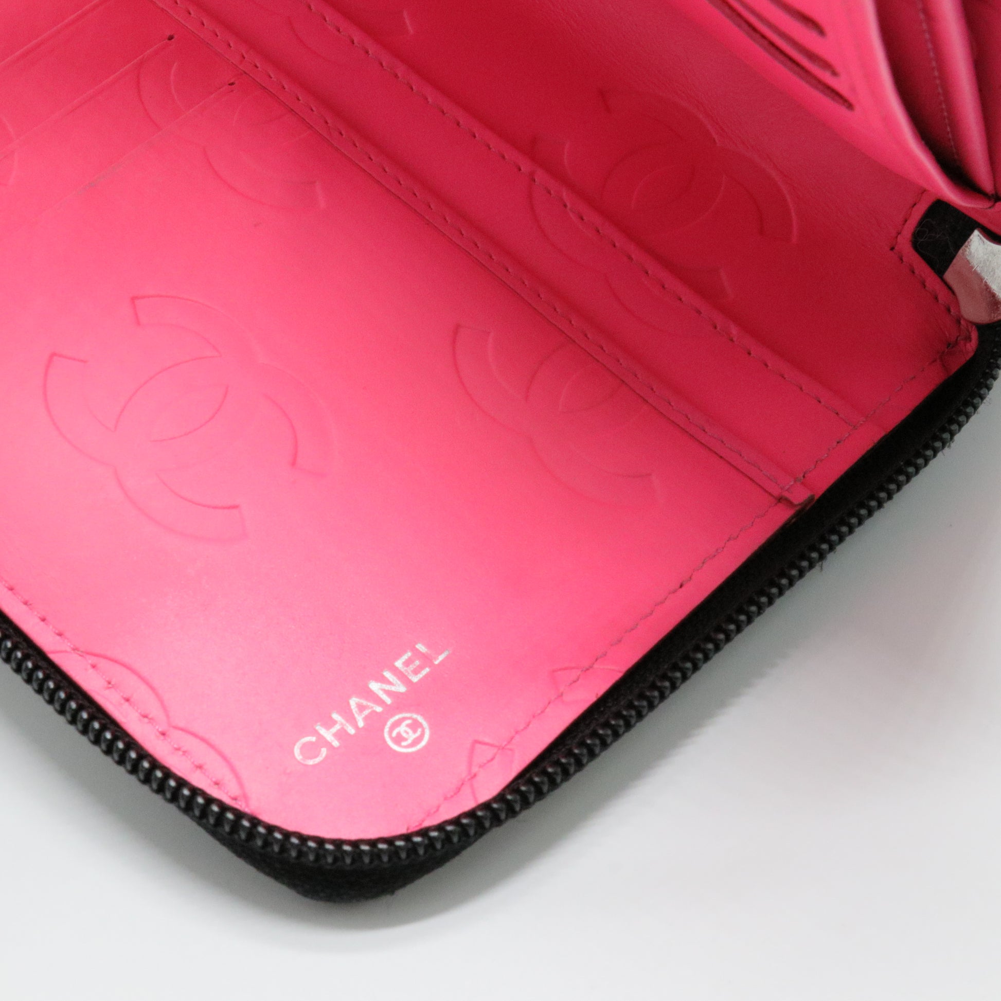 Calfskin Cambon Zip Around Organizer Wallet Black