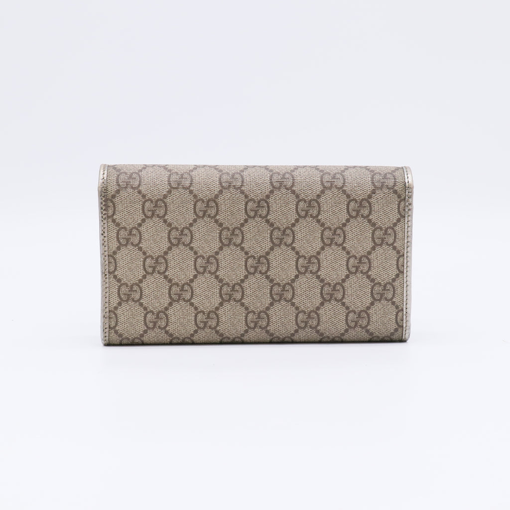 Gucci GG Canvas Metal Bar Continental Flap Wallet W20811