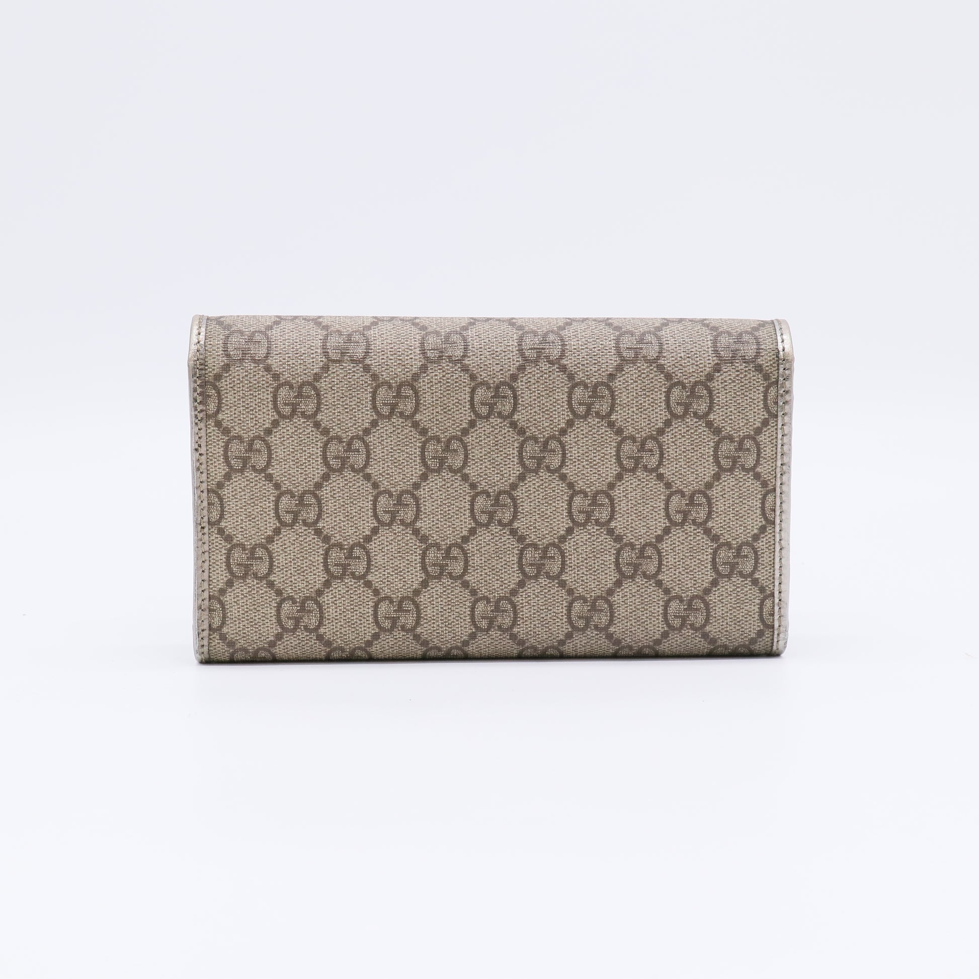 Gucci GG Canvas Metal Bar Continental Flap Wallet W20811