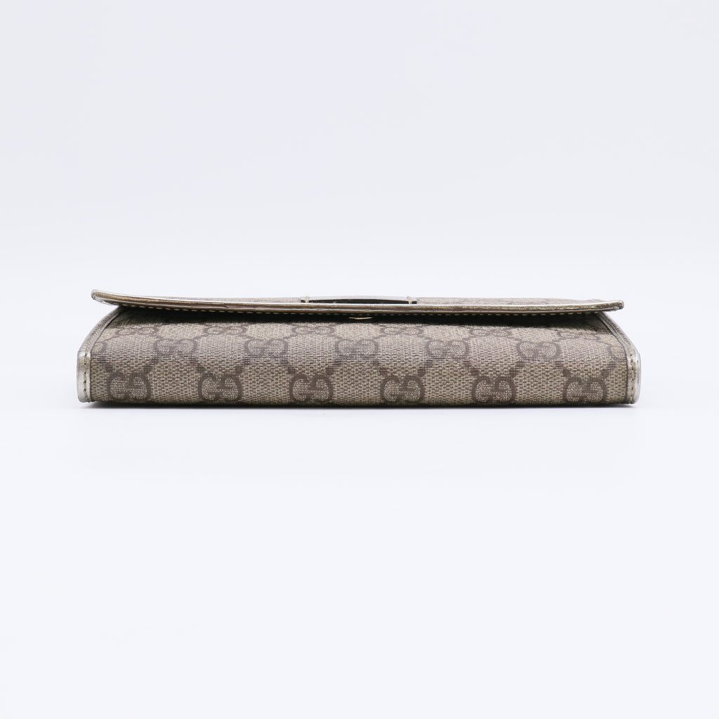 Gucci GG Canvas Metal Bar Continental Flap Wallet W20811