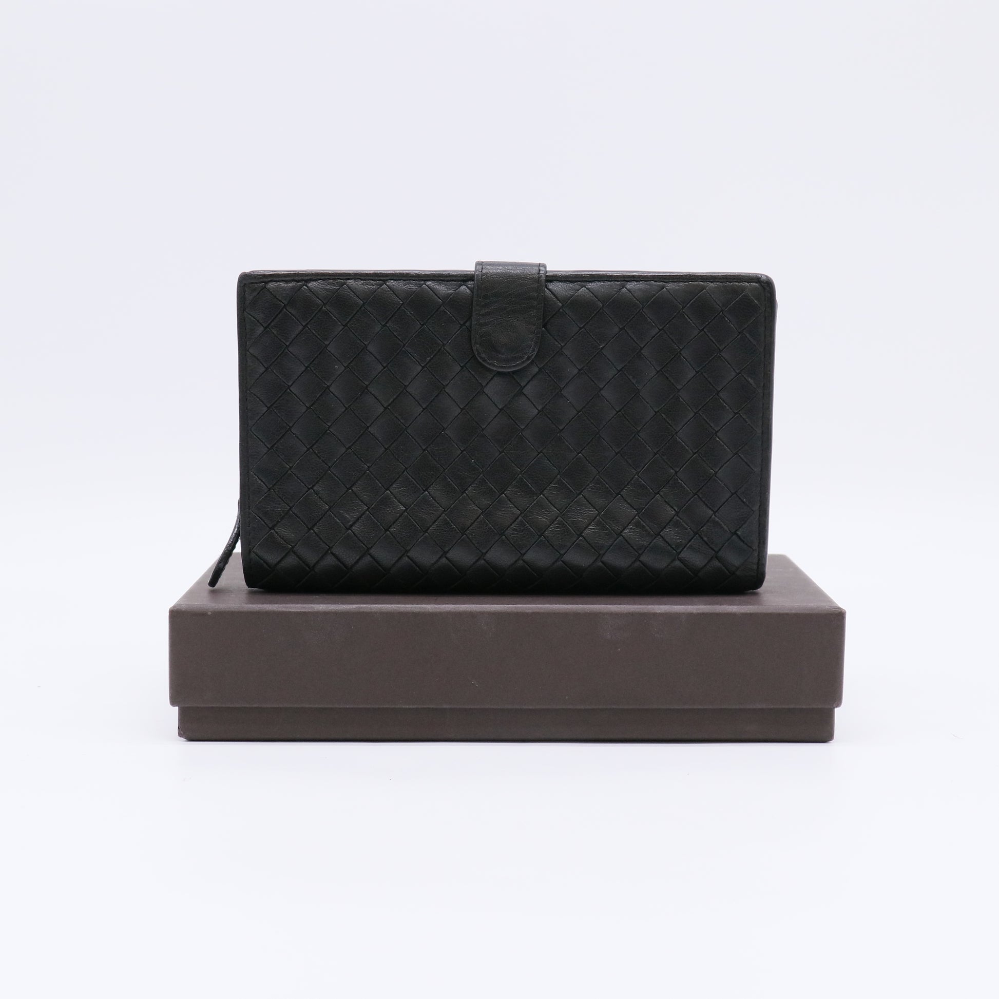 Bottega Veneta Intrecciato Nappa Leather Continental Flap Wallet with Snap Closure Tab W22367