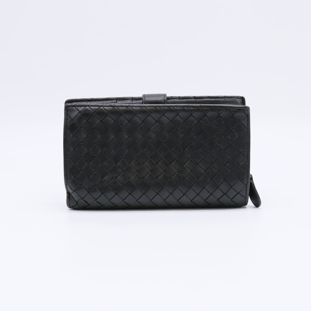Bottega Veneta Intrecciato Nappa Leather Continental Flap Wallet with Snap Closure Tab W22367