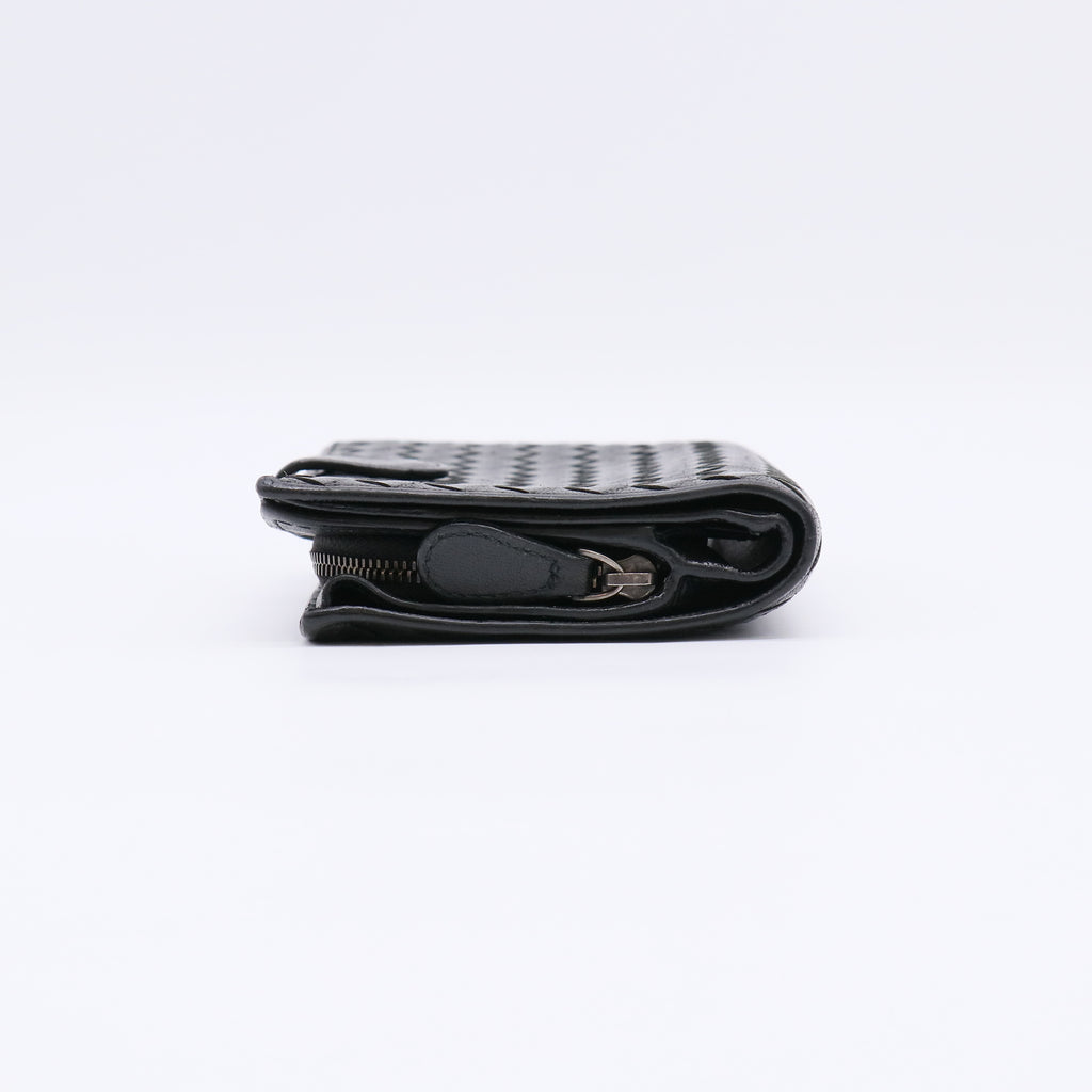 Bottega Veneta Intrecciato Nappa Leather Continental Flap Wallet with Snap Closure Tab W22367