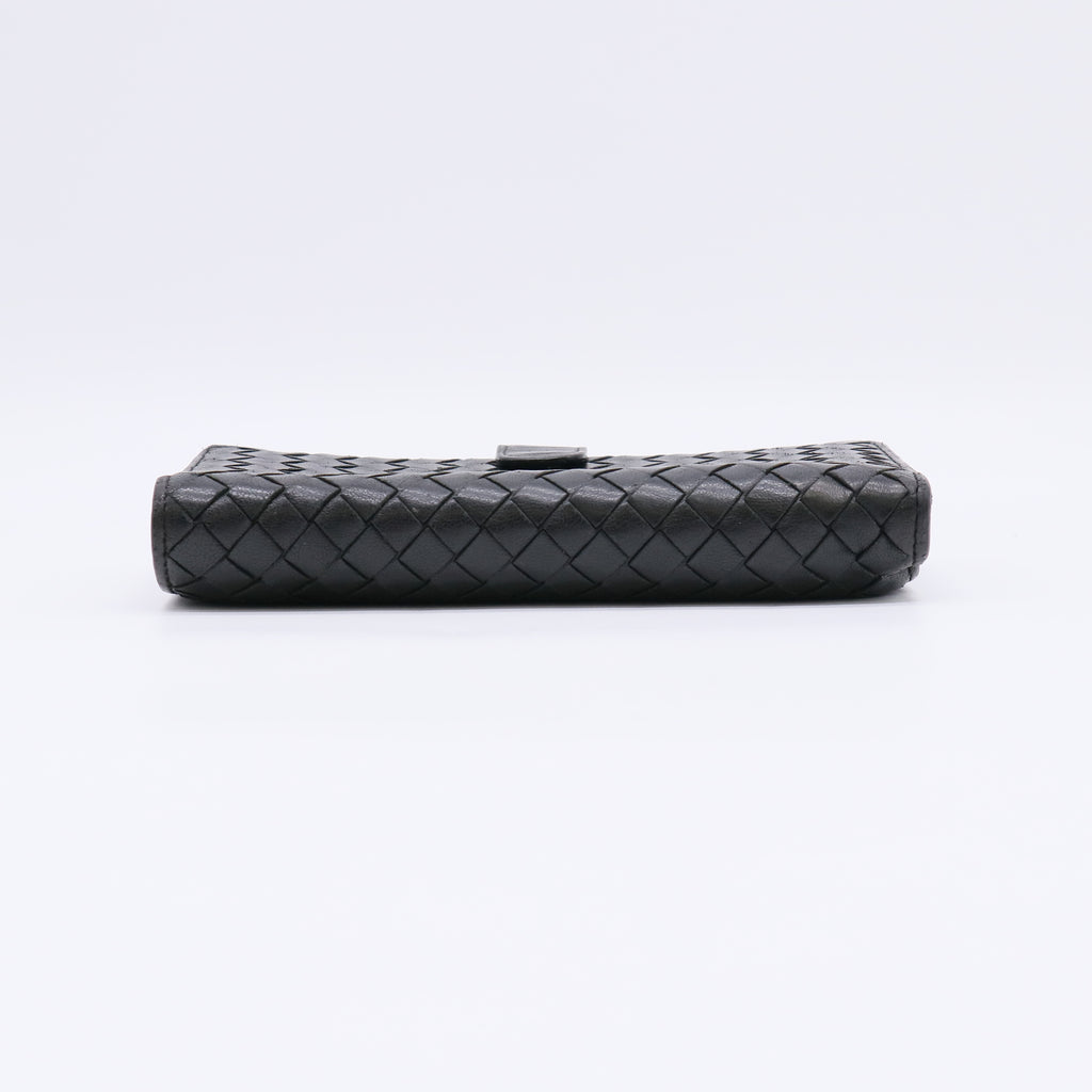 Bottega Veneta Intrecciato Nappa Leather Continental Flap Wallet with Snap Closure Tab W22367