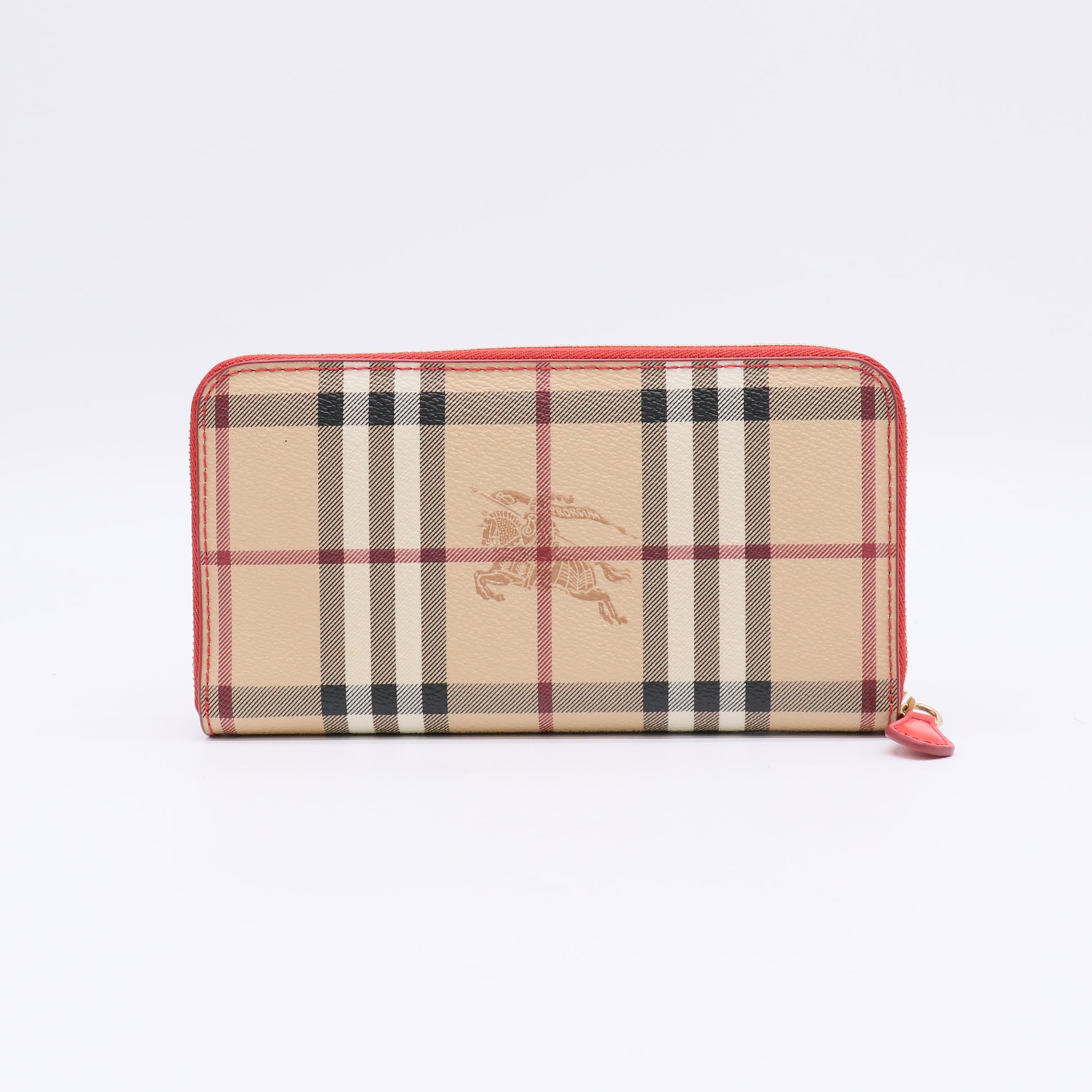 Burberry Haymarket Check & Leather Zip Around Wallet W22347