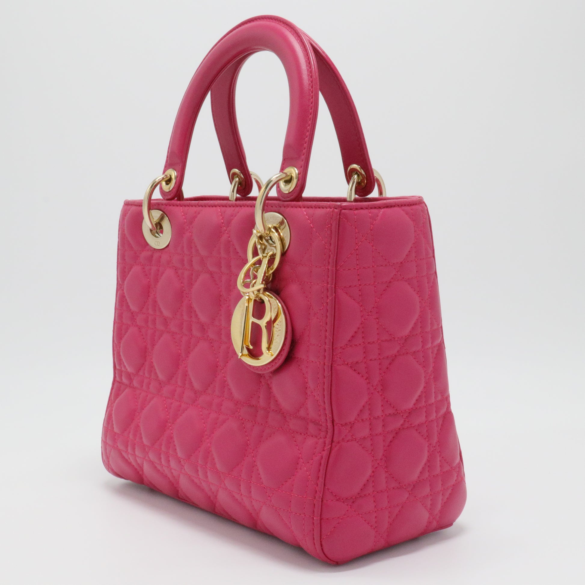 Lambskin Cannage Medium Lady Dior Fuchsia