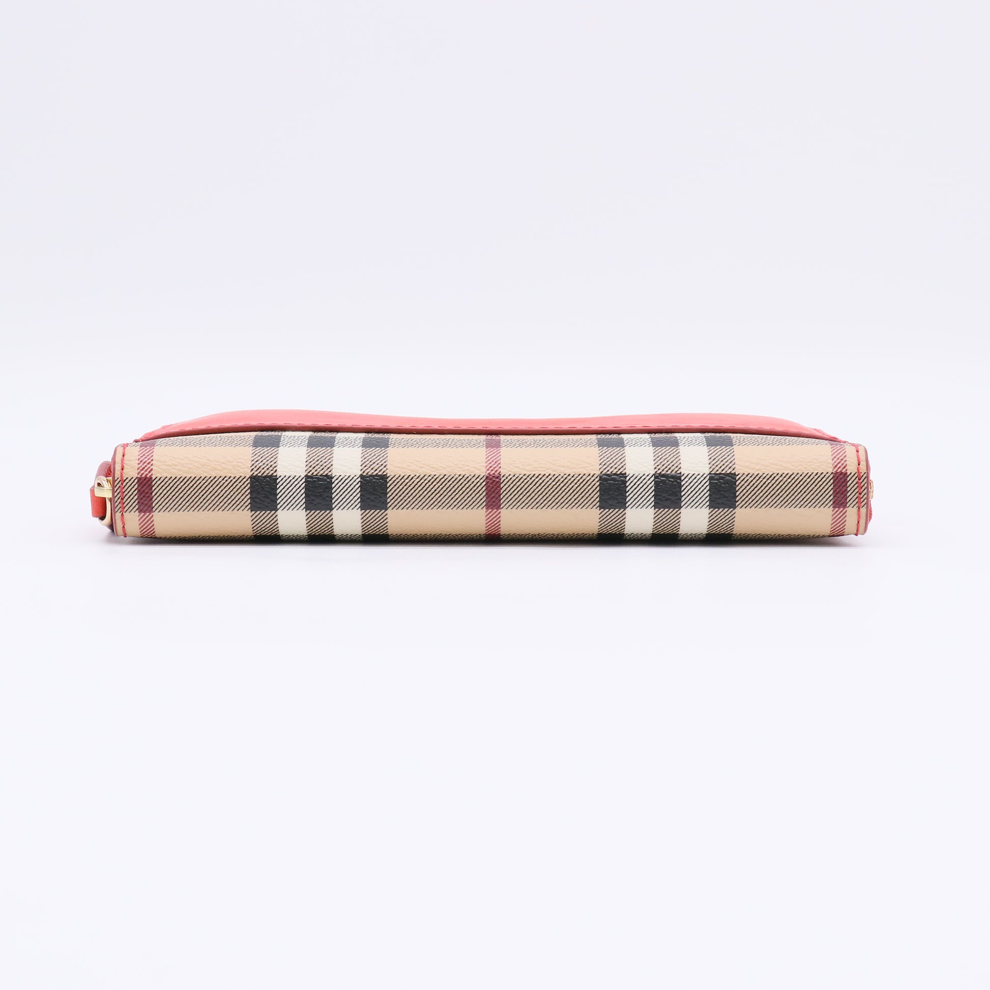 Burberry Haymarket Check & Leather Zip Around Wallet W22347