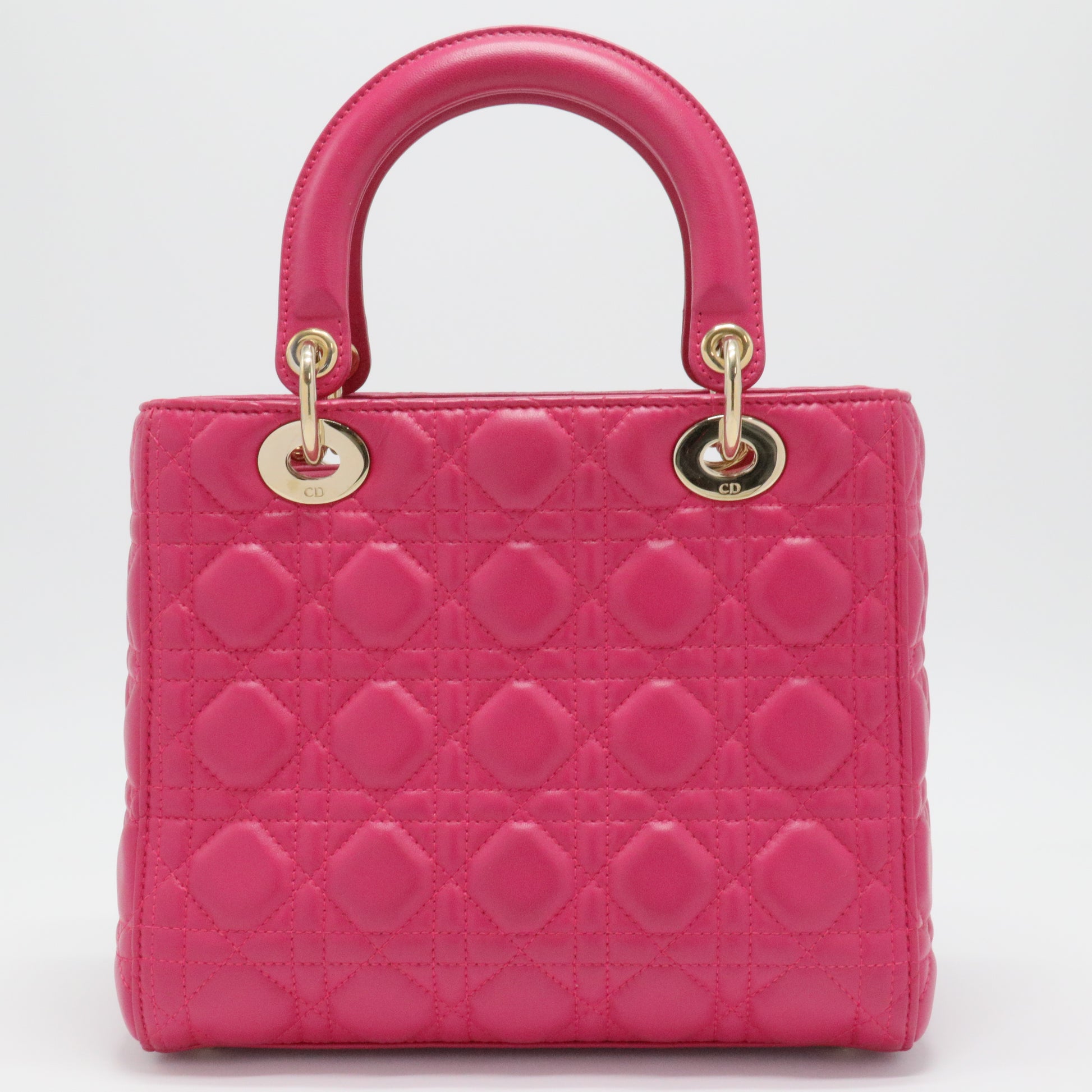 Lambskin Cannage Medium Lady Dior Fuchsia