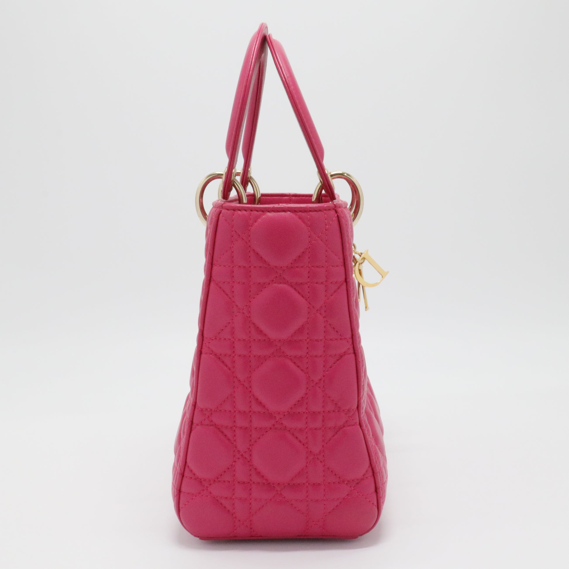Lambskin Cannage Medium Lady Dior Fuchsia