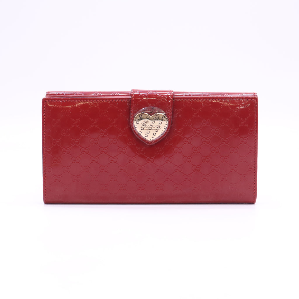 Gucci Heart Microguccissima Patent Leather Continental Wallet W23640