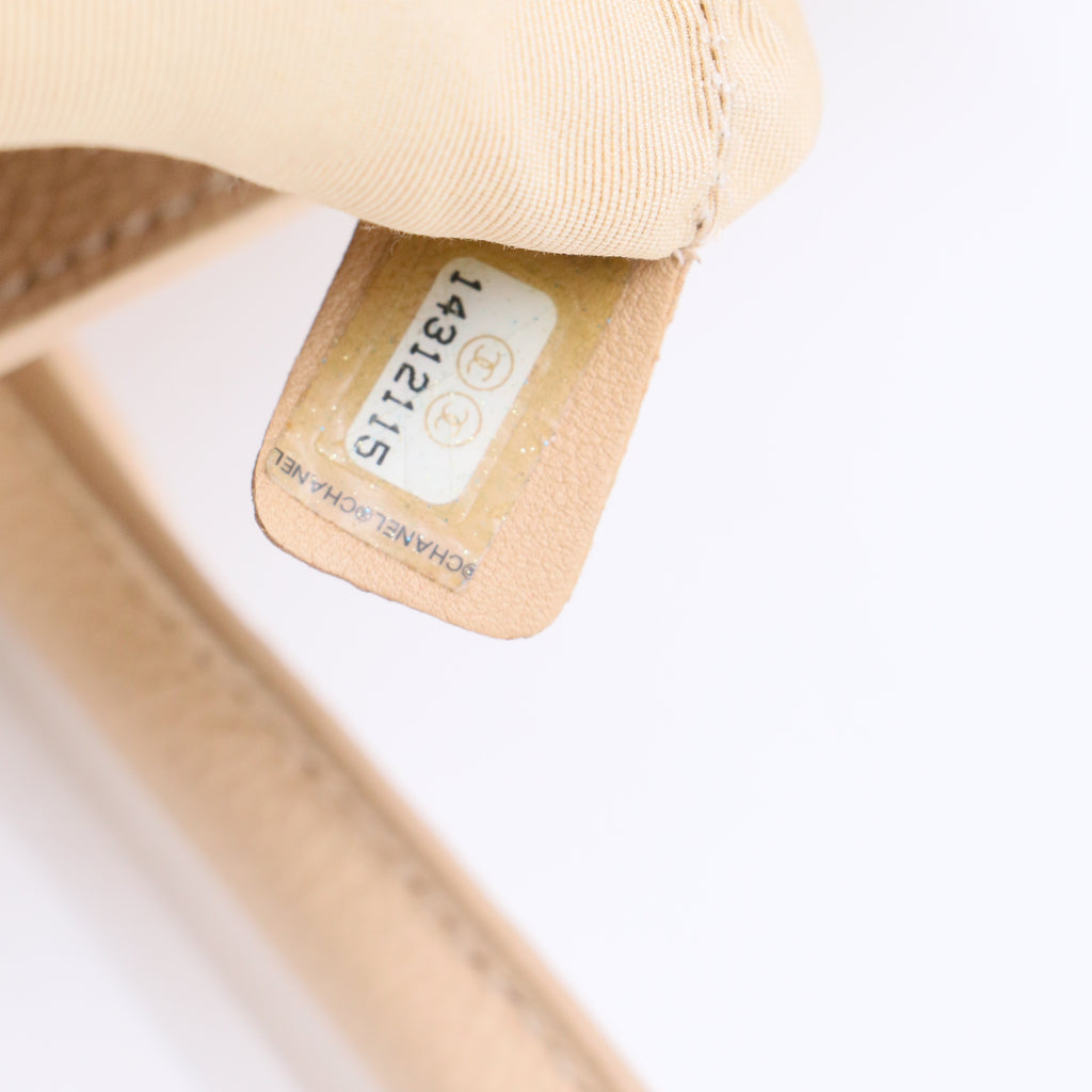 Light Beige Pebbled Leather Cerf Shopping Tote Bag