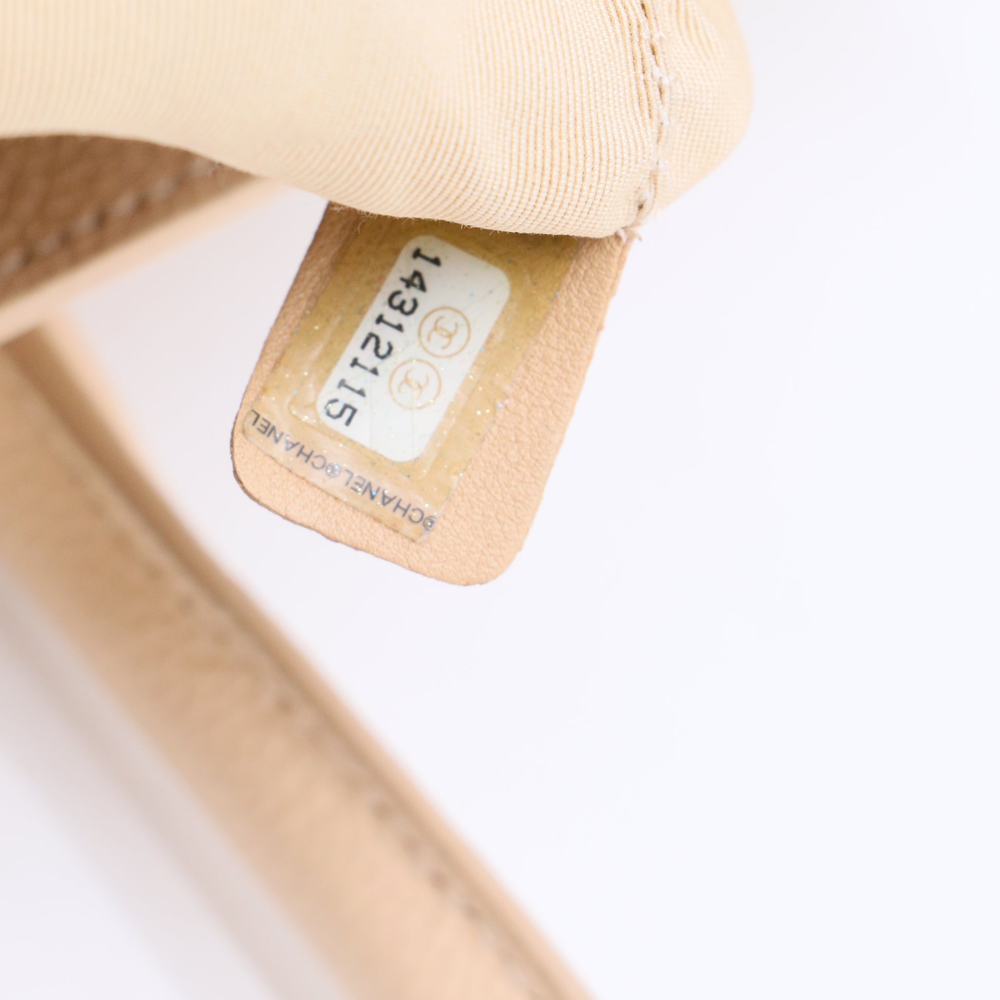Light Beige Pebbled Leather Cerf Shopping Tote Bag