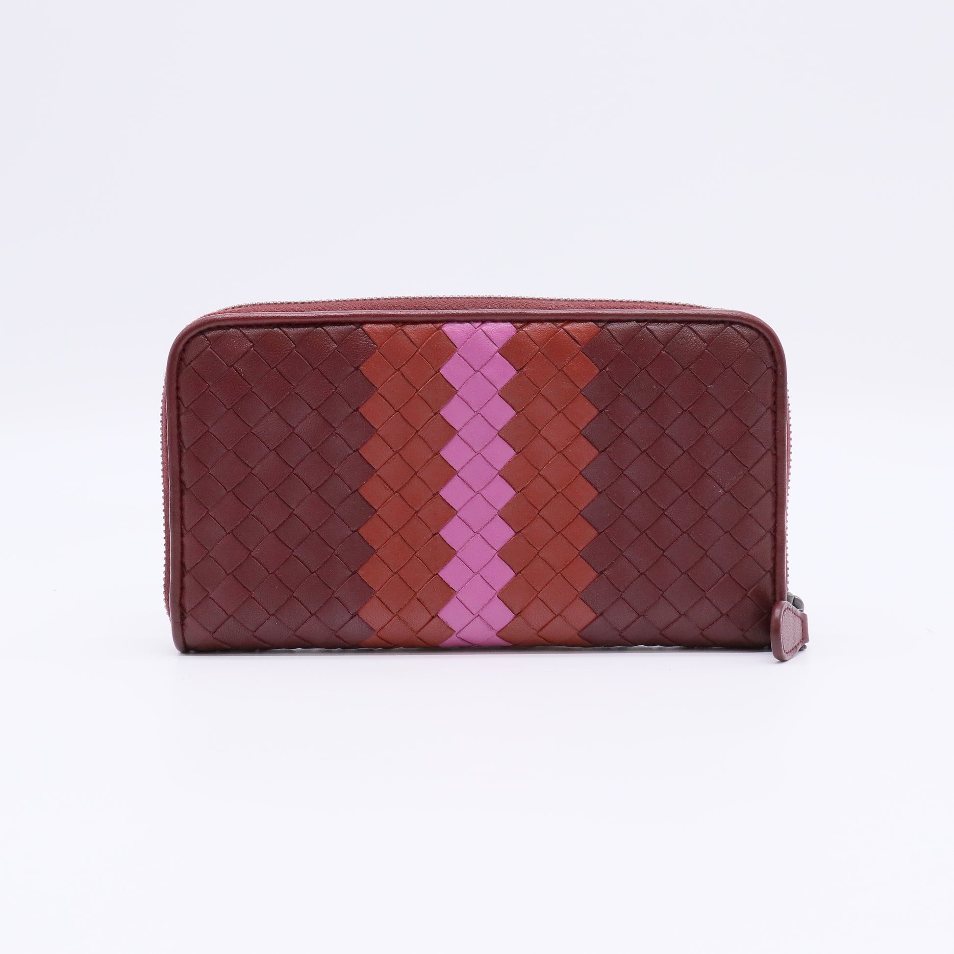 Bottega Veneta Intrecciato Striped Zip-Around Wallet W22349