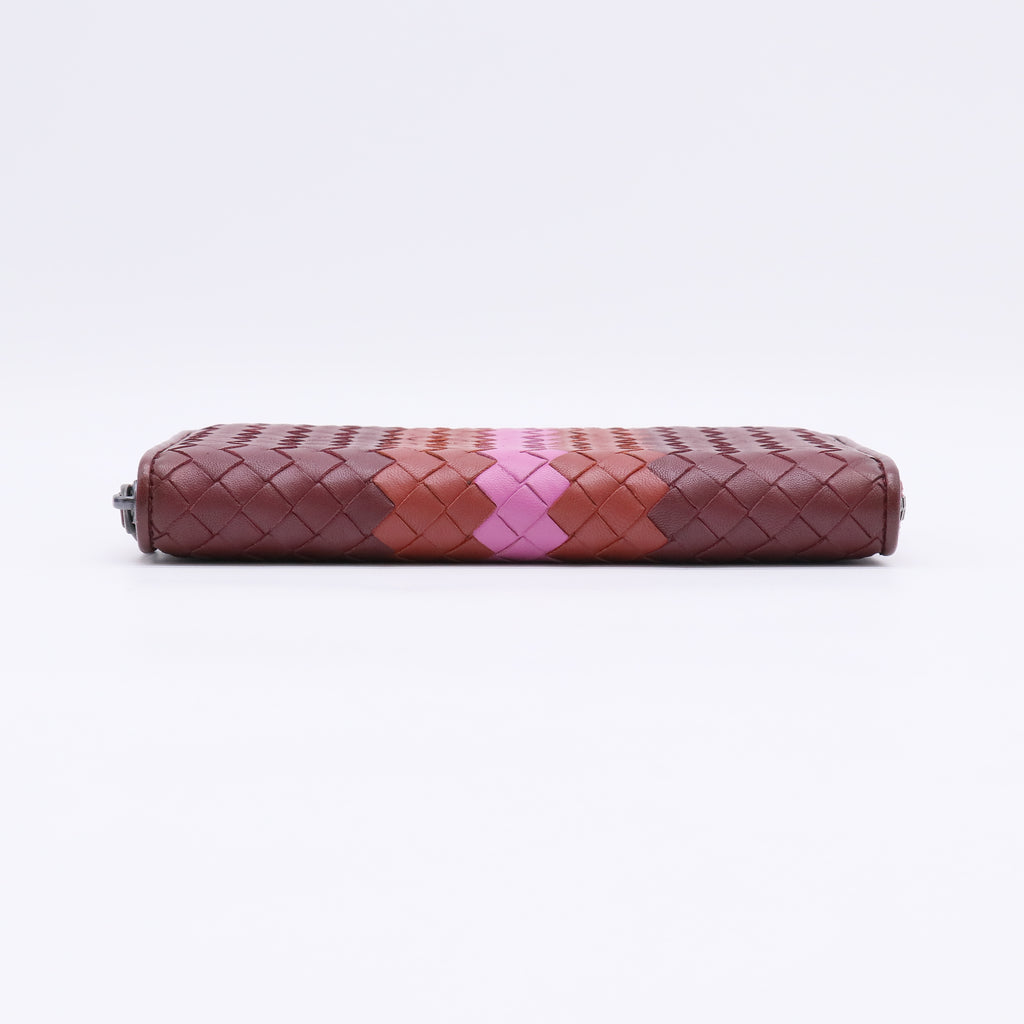 Bottega Veneta Intrecciato Striped Zip-Around Wallet W22349
