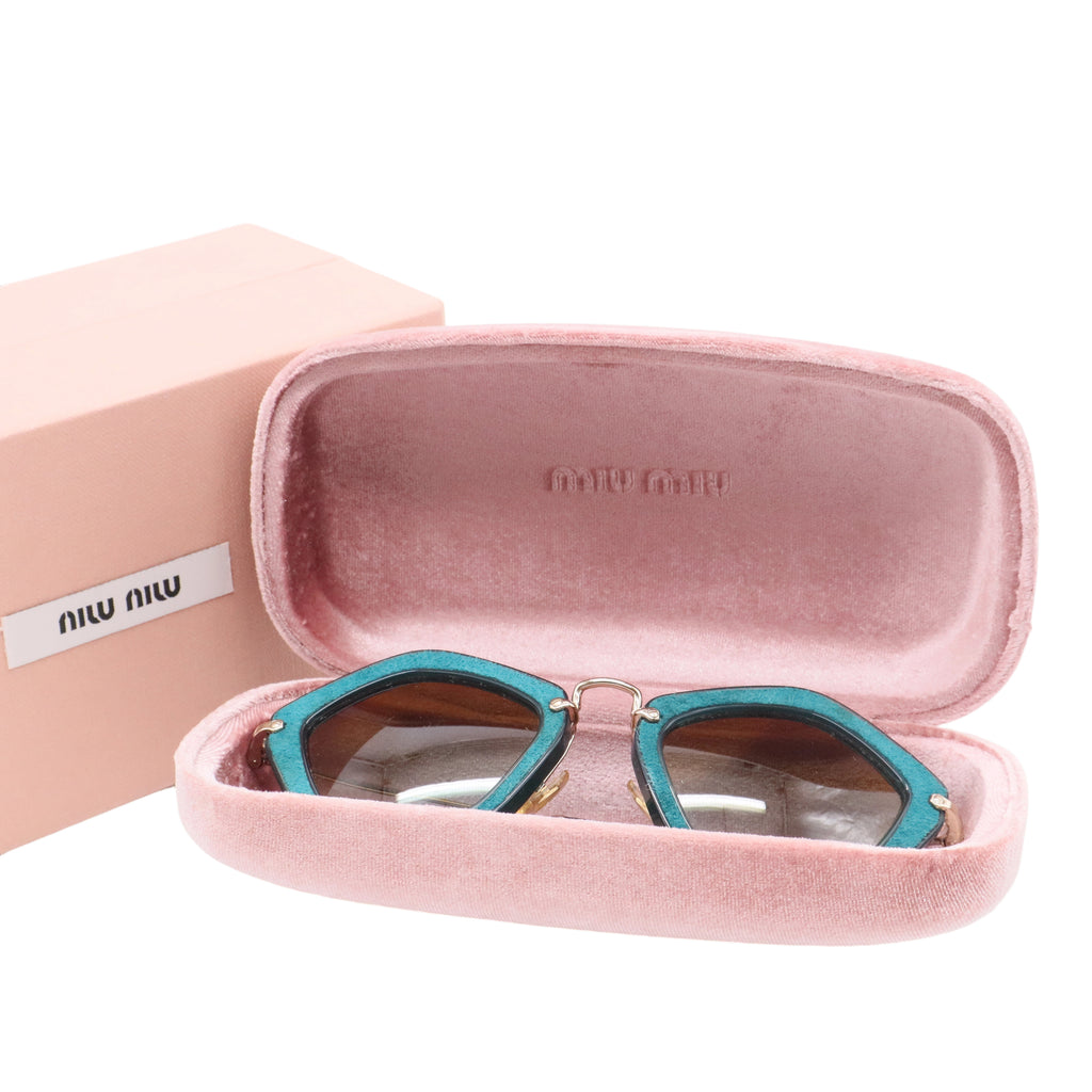 Green/Brown Gradient Cat Eye Sunglasses