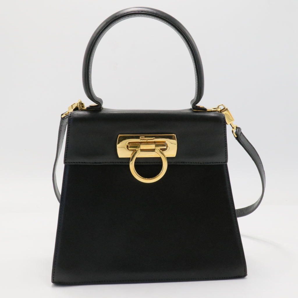 Gancini Convertible Top Handle Bag Leather Mini