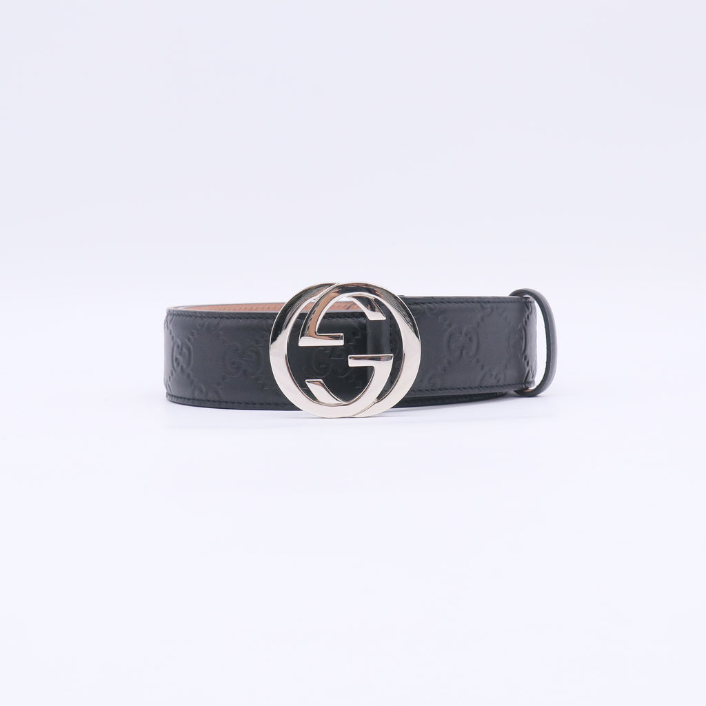 Gucci Signature Leather Belt with Interlocking G Buckle W22920