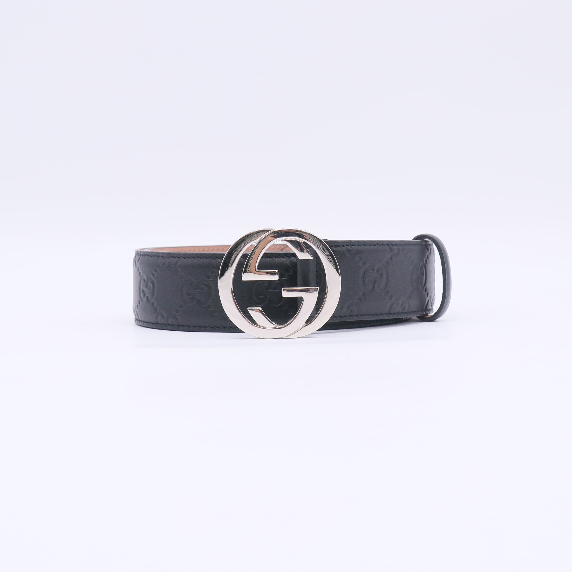 Gucci Signature Leather Belt with Interlocking G Buckle W22920