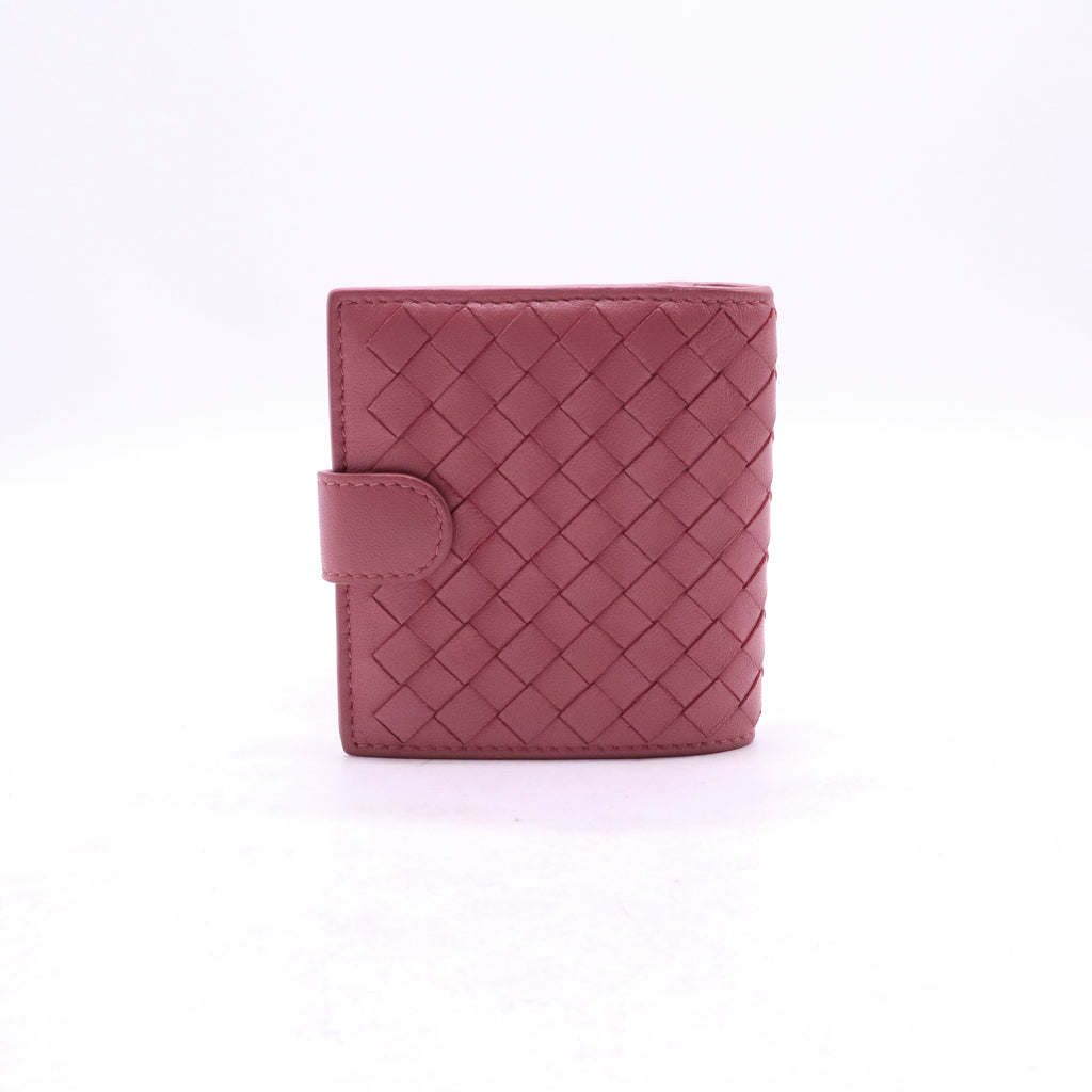 Bottega Veneta Intrecciato Leather French Flap Wallet Pink W21298